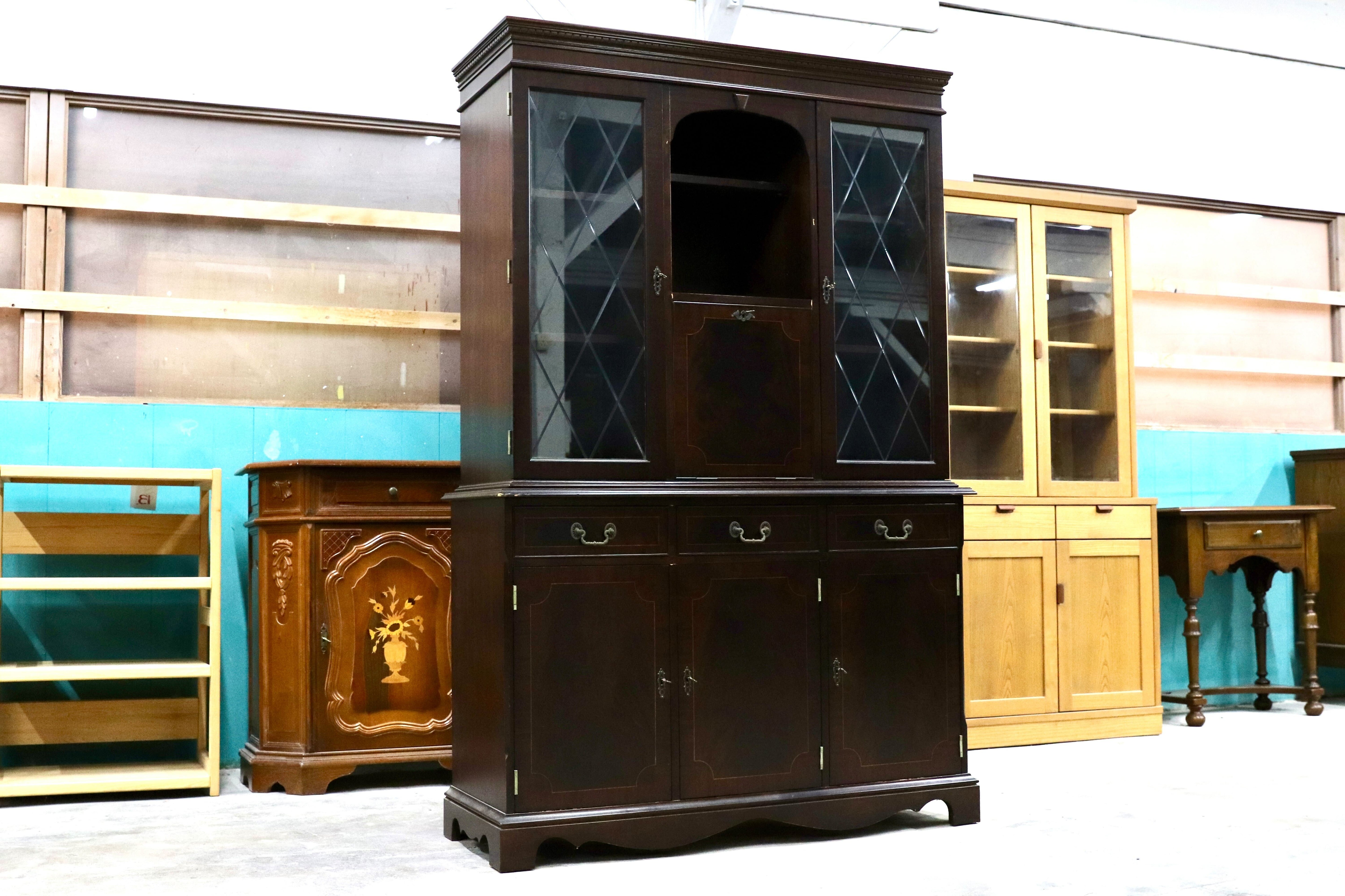 GMIS53A○西洋 イギリス アンティーク キャビネット 飾り棚 リビングボード クラシック ヴィンテージ 輸入家具 稀少