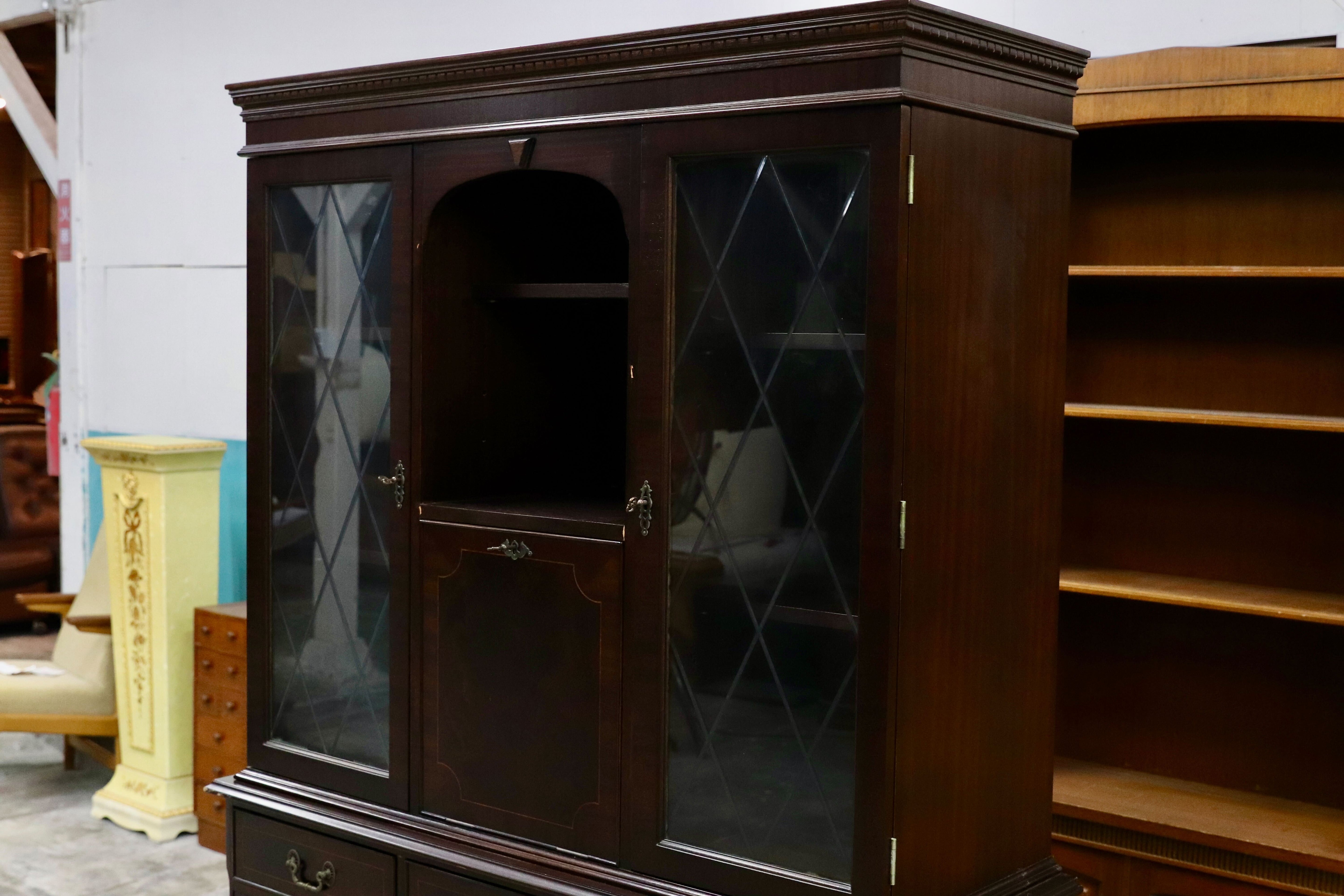 GMIS53A○西洋 イギリス アンティーク キャビネット 飾り棚 リビングボード クラシック ヴィンテージ 輸入家具 稀少