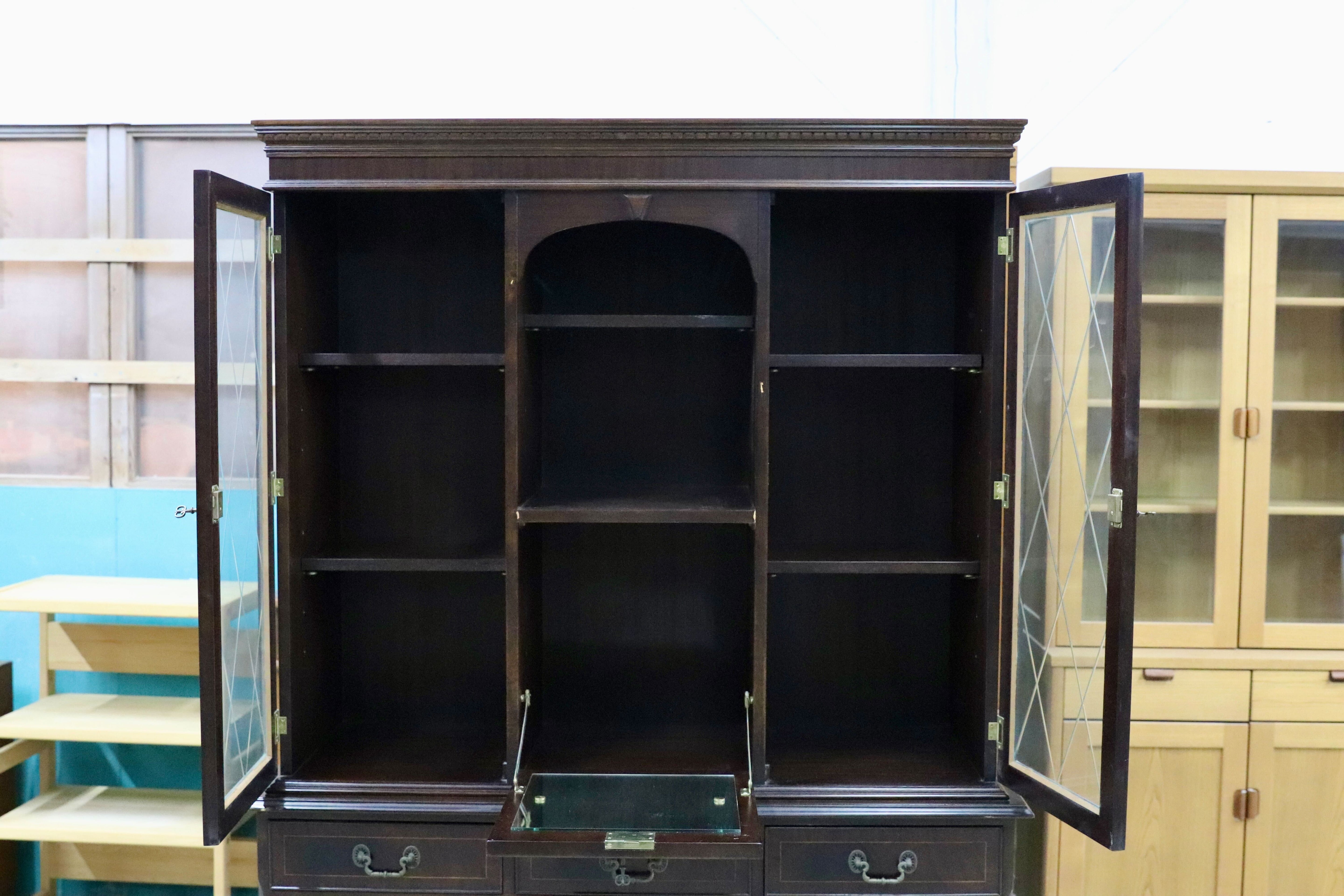 GMIS53A○西洋 イギリス アンティーク キャビネット 飾り棚 リビングボード クラシック ヴィンテージ 輸入家具 稀少