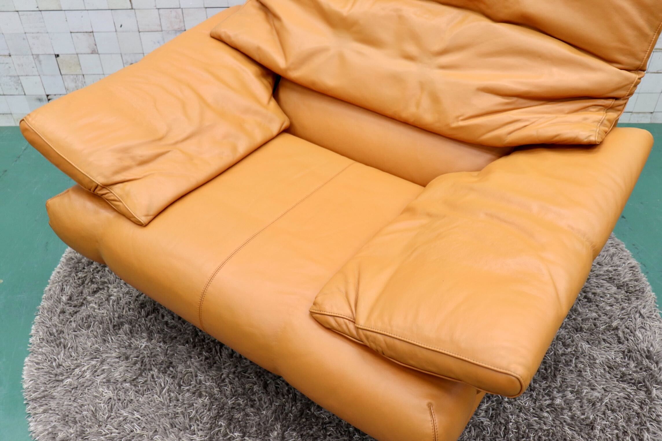 GMFS270C○B&B ITALIA ARANDA アランダ paolo piva パオロ・ピーヴァ 1人掛けソファ 希少 廃番 名作 本革 オレンジ リペア済 定価約50万