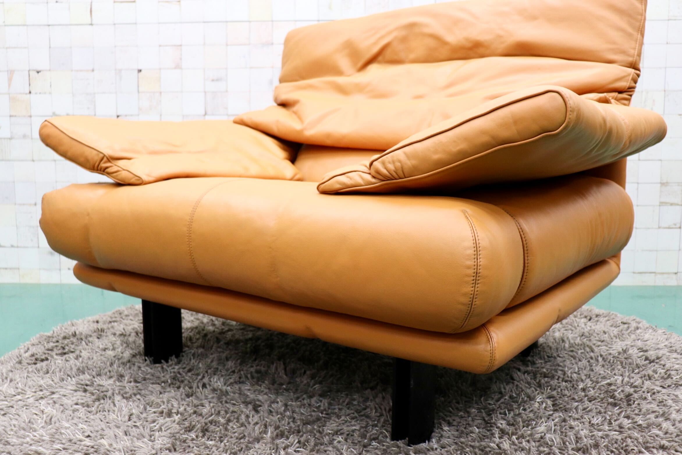 GMFS270C○B&B ITALIA ARANDA アランダ paolo piva パオロ・ピーヴァ 1人掛けソファ 希少 廃番 名作 本革 オレンジ リペア済 定価約50万