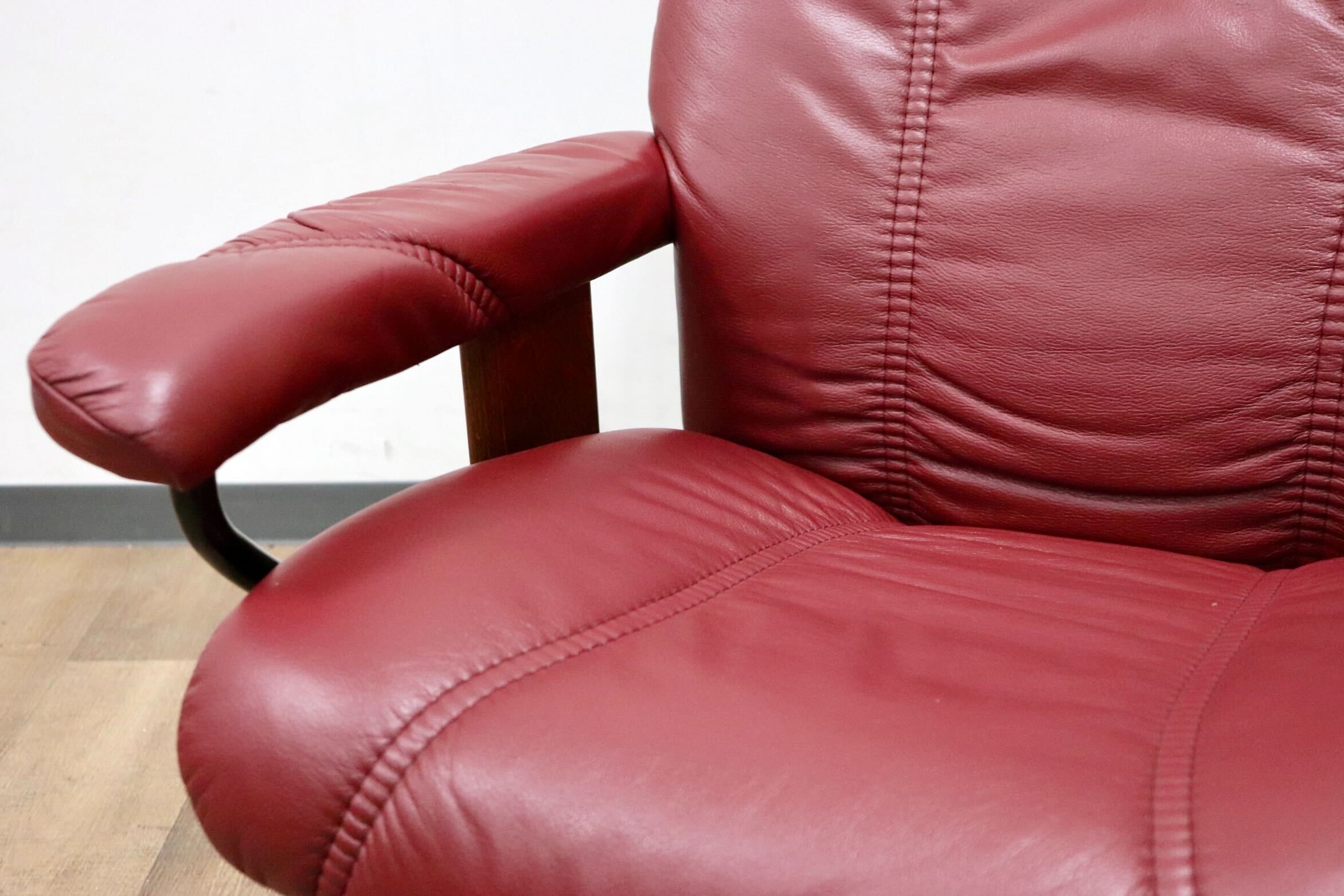 GMGS288○EKORNES / エコーネス コンサル リクライニングチェア パーソナルチェア 北欧 ノルウェー 本革 ワインレッド 定価約24万