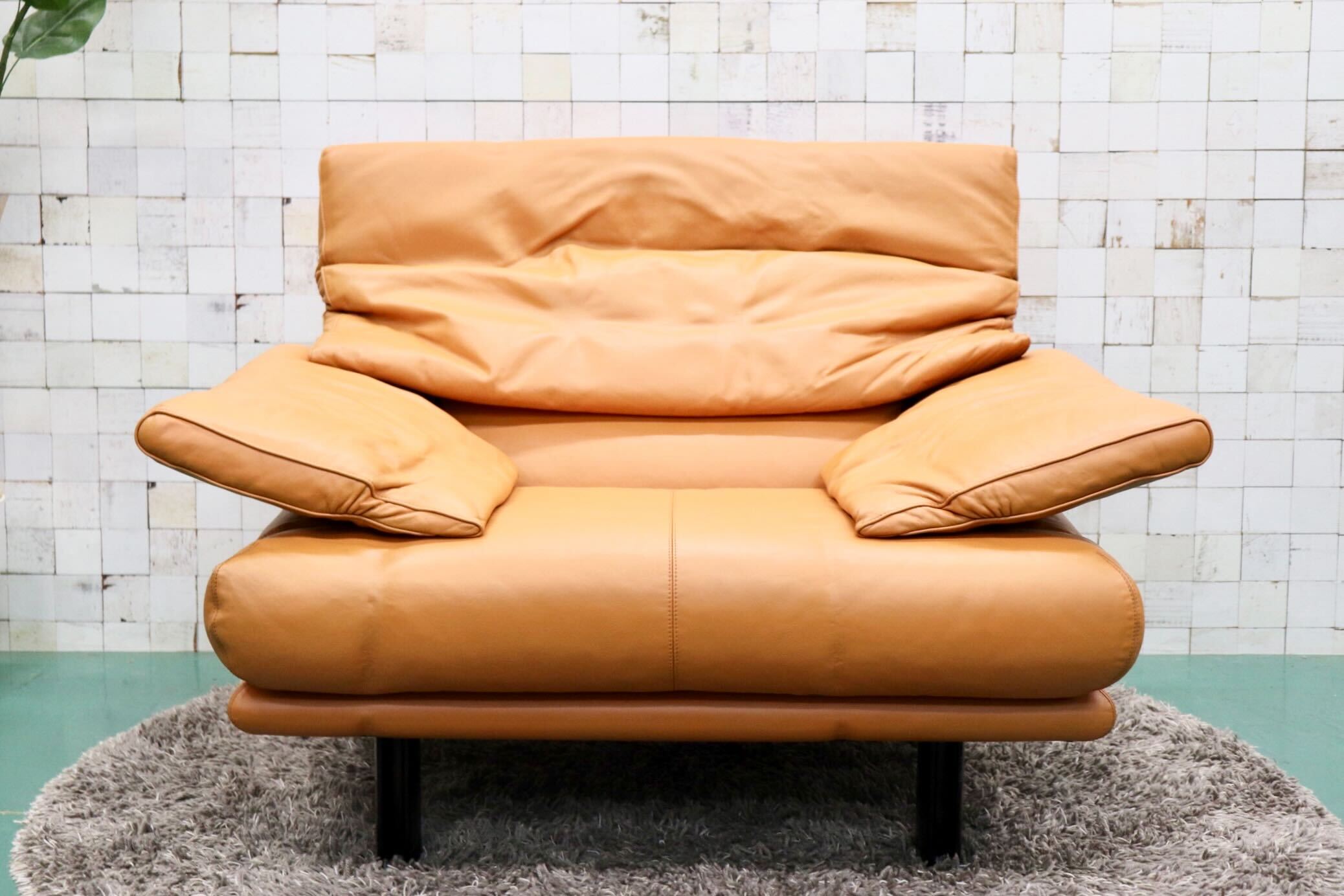 GMFS270C○B&B ITALIA ARANDA アランダ paolo piva パオロ・ピーヴァ 1人掛けソファ 希少 廃番 名作 本革 オレンジ リペア済 定価約50万