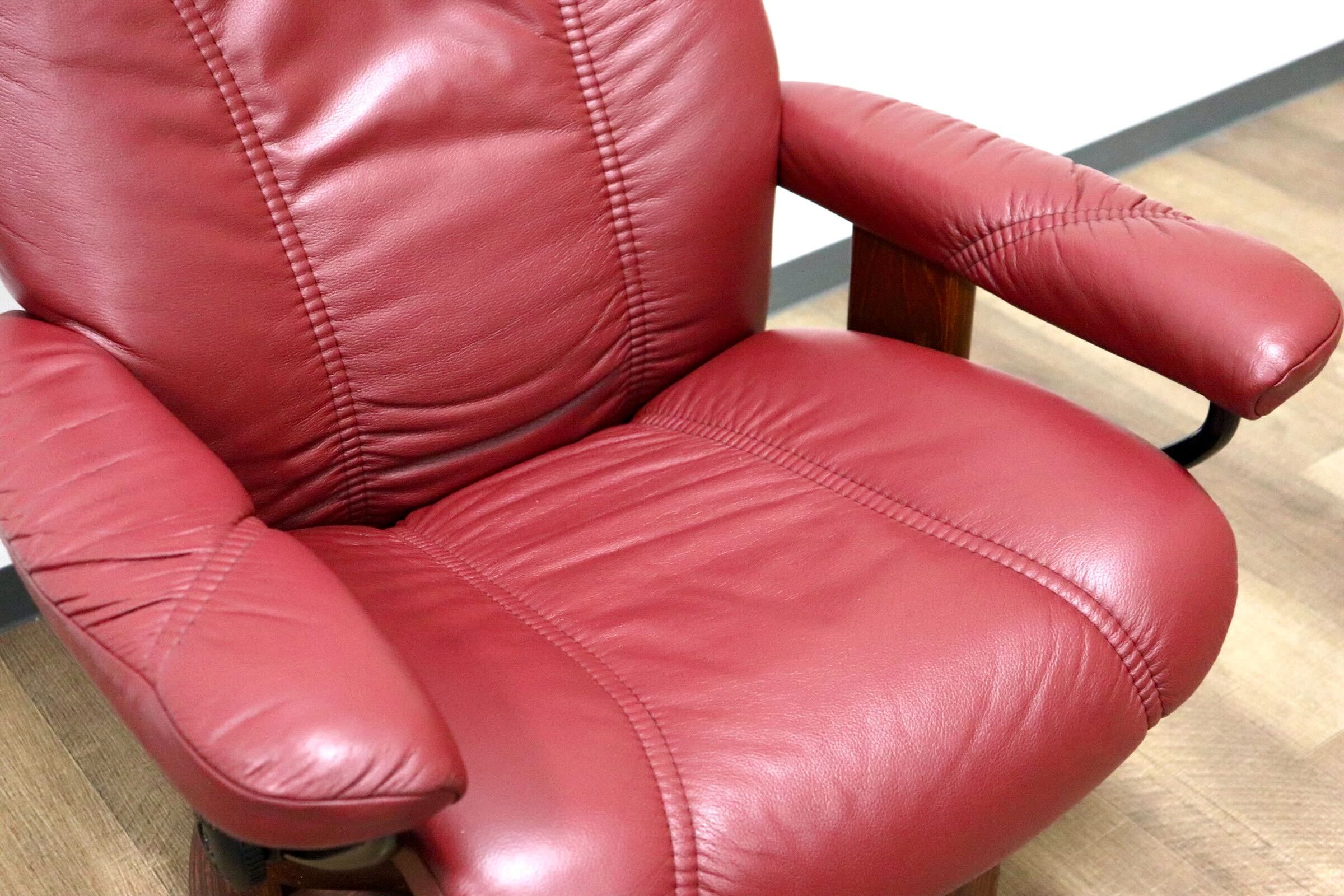 GMGS288○EKORNES / エコーネス コンサル リクライニングチェア パーソナルチェア 北欧 ノルウェー 本革 ワインレッド 定価約24万