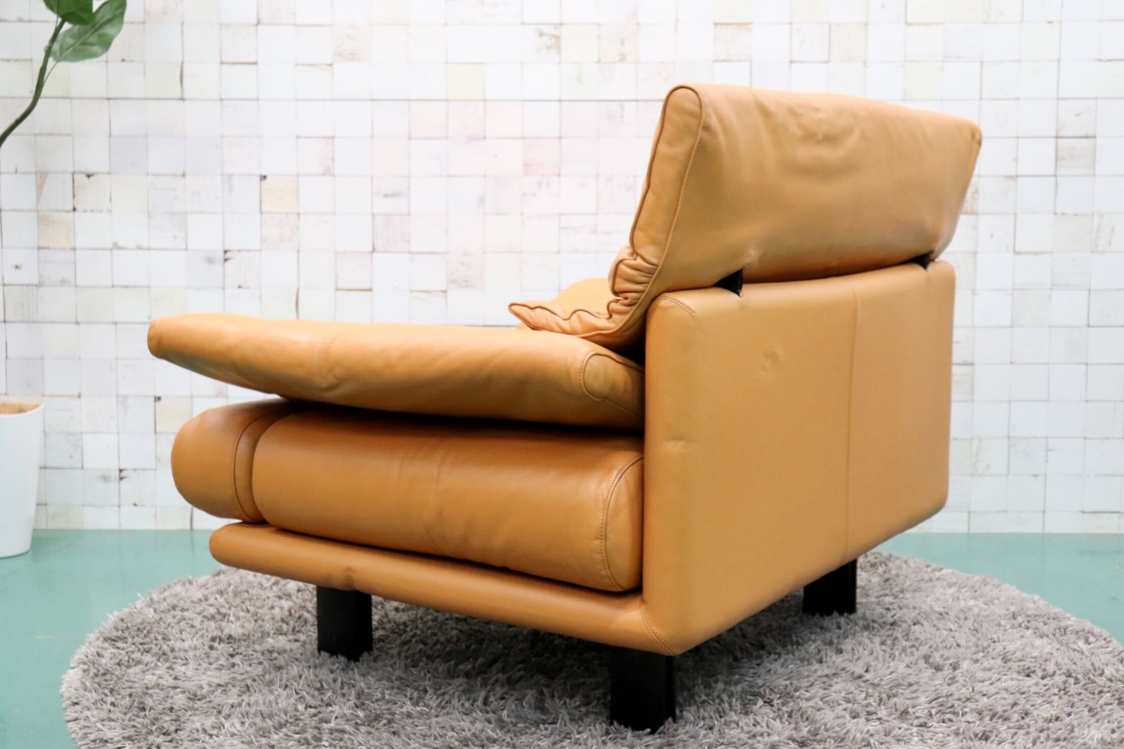 GMFS270C○B&B ITALIA ARANDA アランダ paolo piva パオロ・ピーヴァ 1人掛けソファ 希少 廃番 名作 本革 オレンジ リペア済 定価約50万