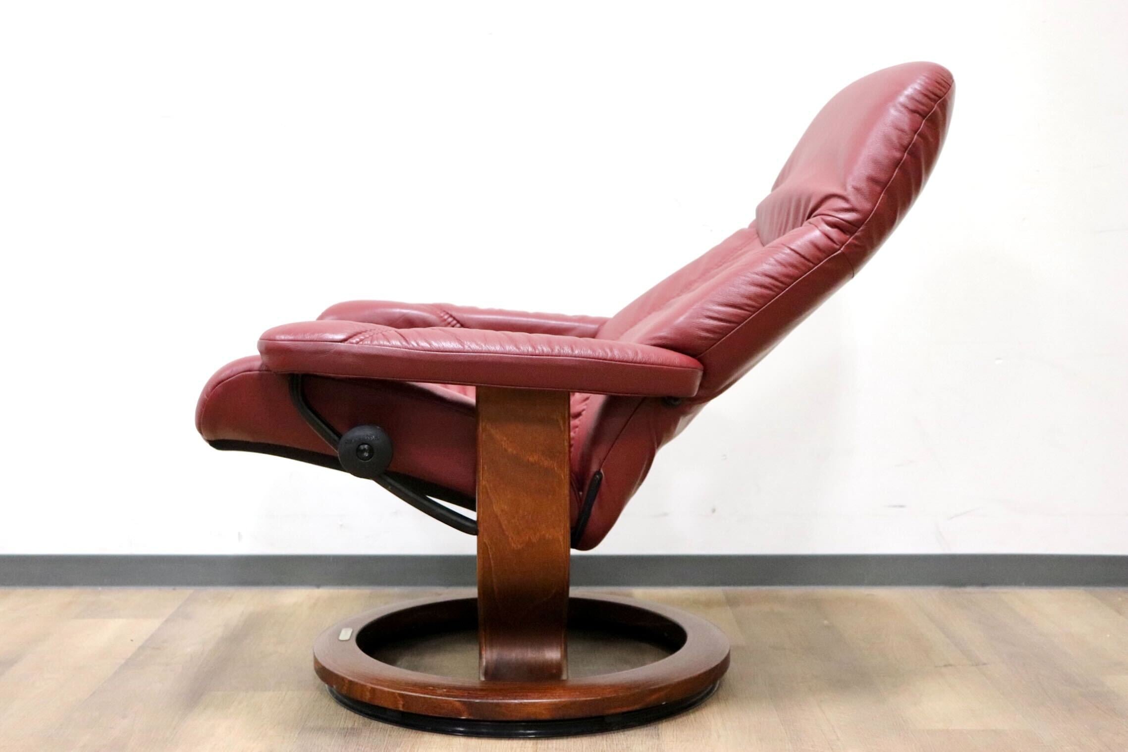 GMGS288○EKORNES / エコーネス コンサル リクライニングチェア パーソナルチェア 北欧 ノルウェー 本革 ワインレッド 定価約24万