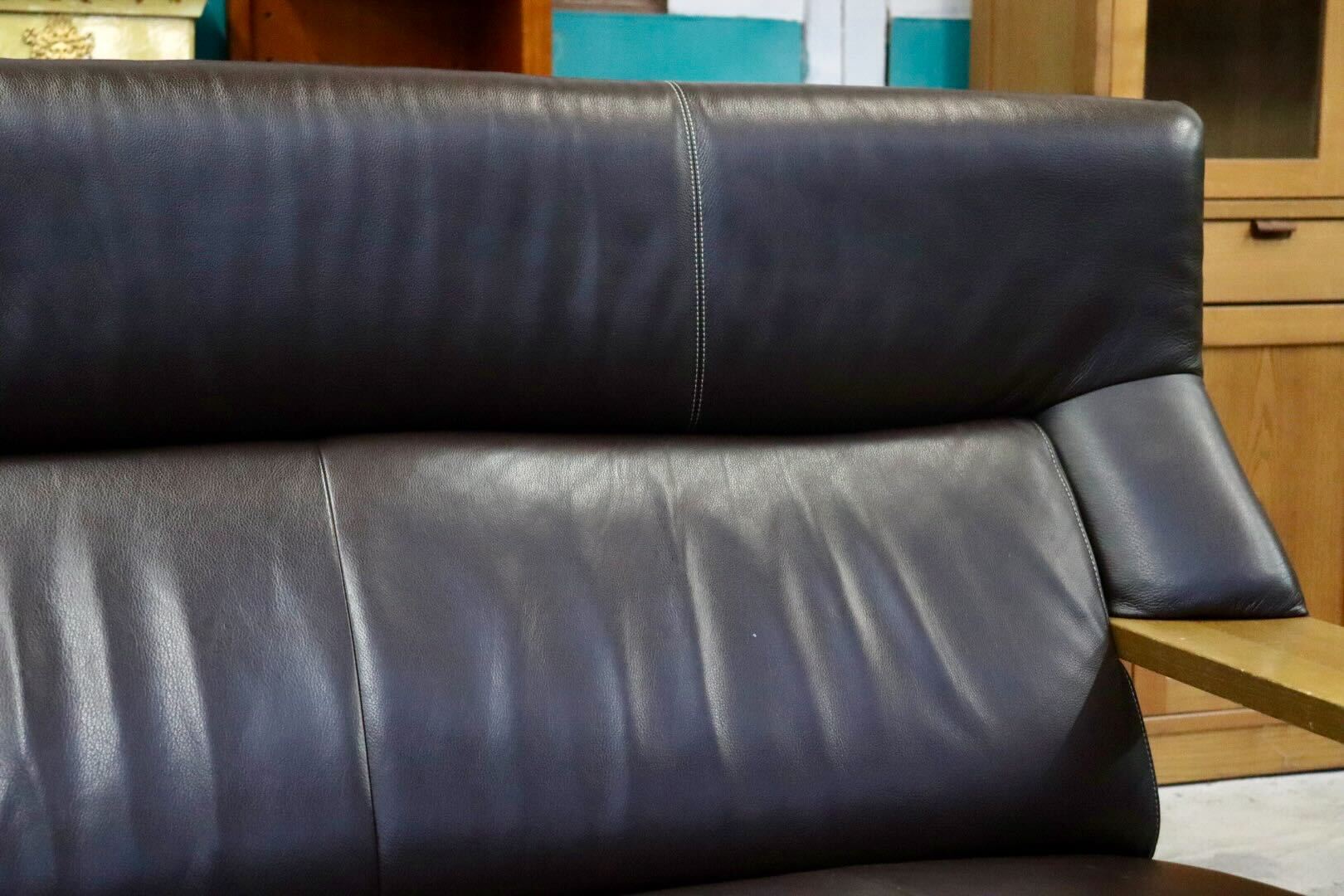 GMIK740A○Chitano / チターノ ダンテ 2人掛けソファ ラブソファ 長椅子 本革 ダークブラウン ハイバック 応接 カリモク 定価約18万