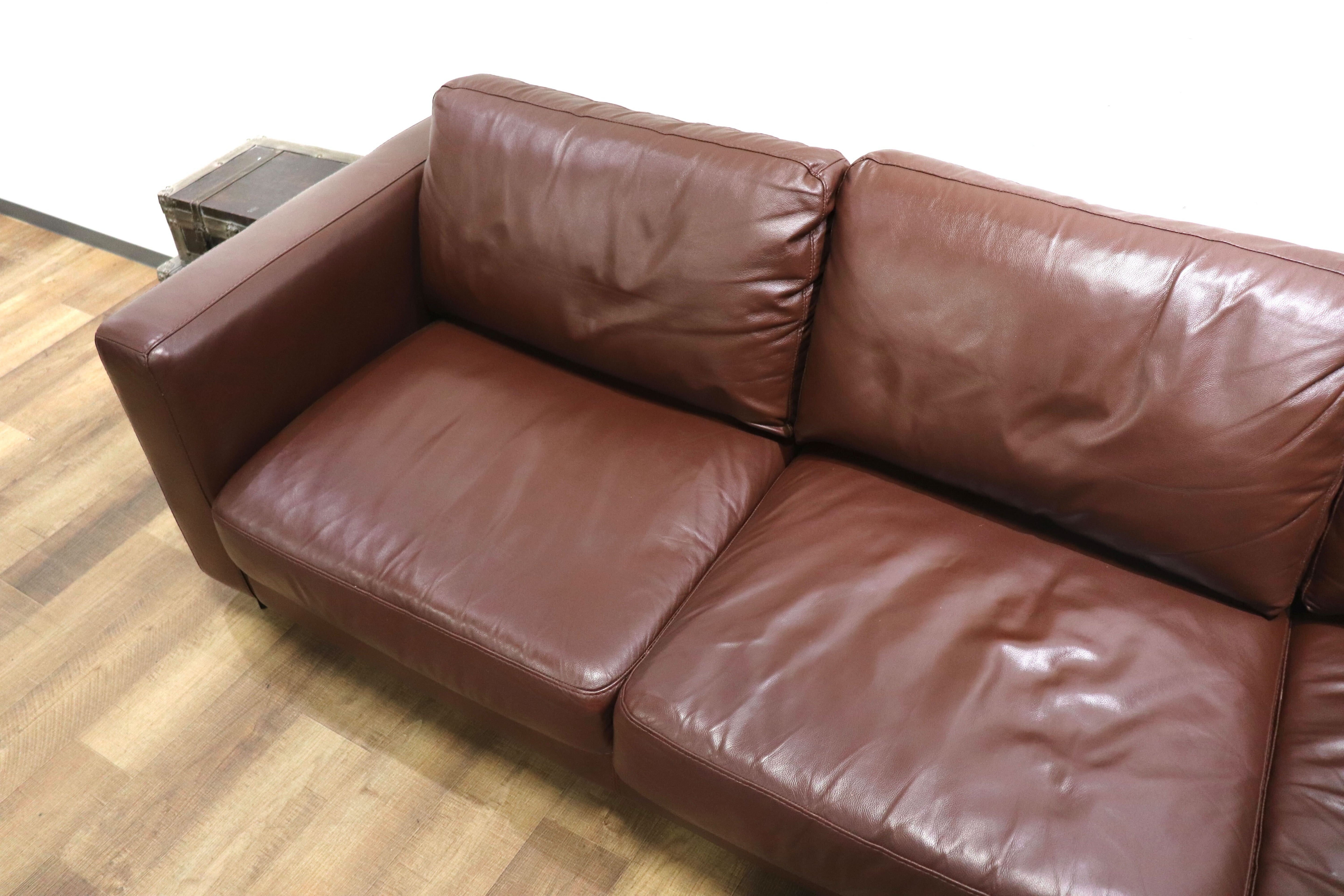 GMHH237○ACTUS / アクタス 3人掛けソファ コーナーソファ カウチソファ 本革 ブラウン 本革 レザー モダン