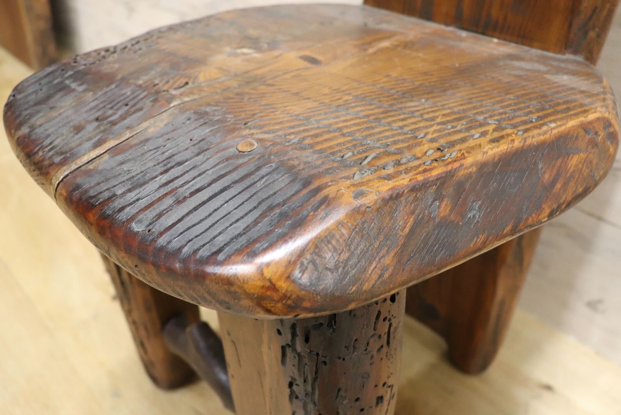 GMHS387A○スモールチェア サイドチェア キッズチェア 木製椅子 玄関スツール 民芸家具 和モダン インテリア