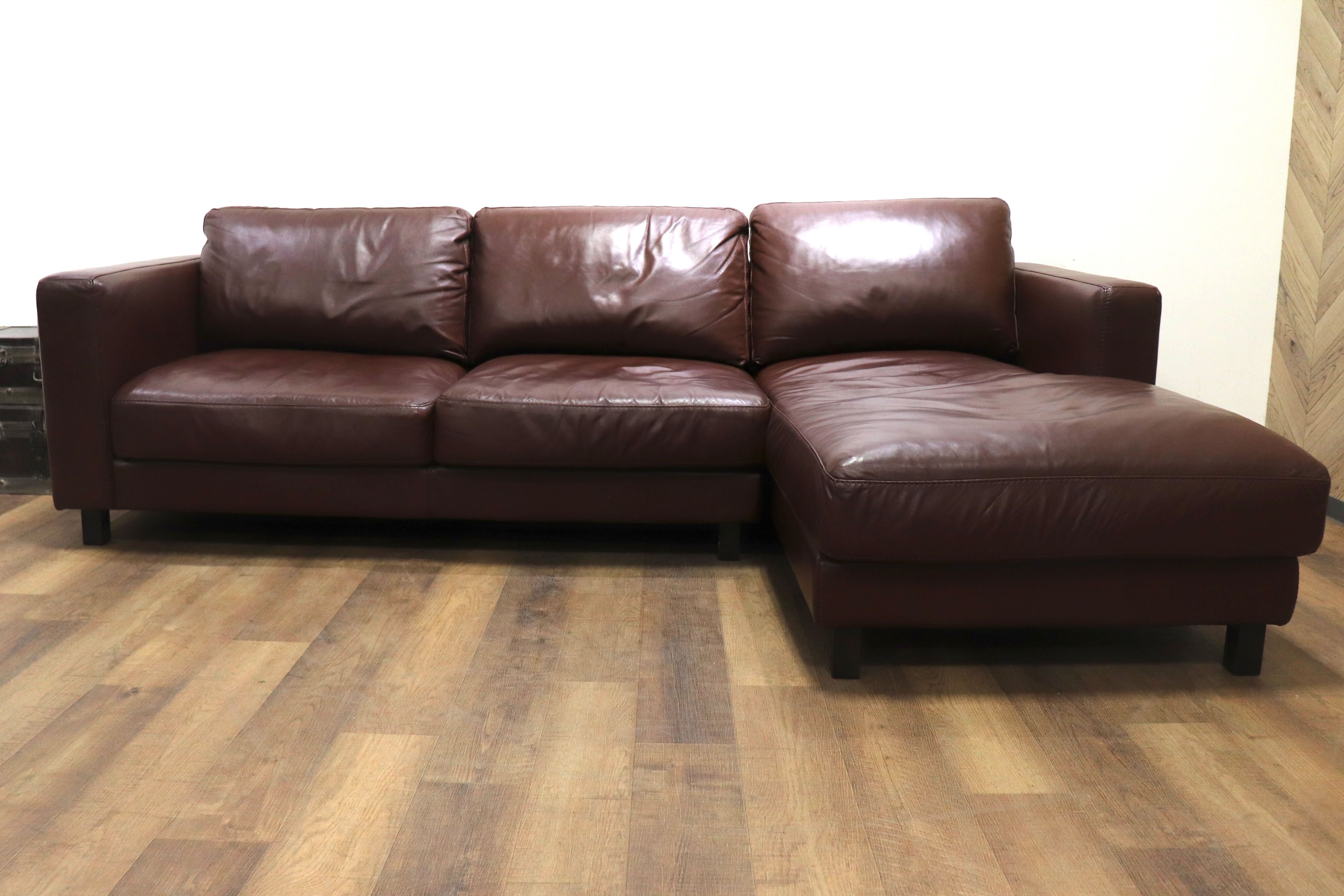 GMHH237○ACTUS / アクタス 3人掛けソファ コーナーソファ カウチソファ 本革 ブラウン 本革 レザー モダン