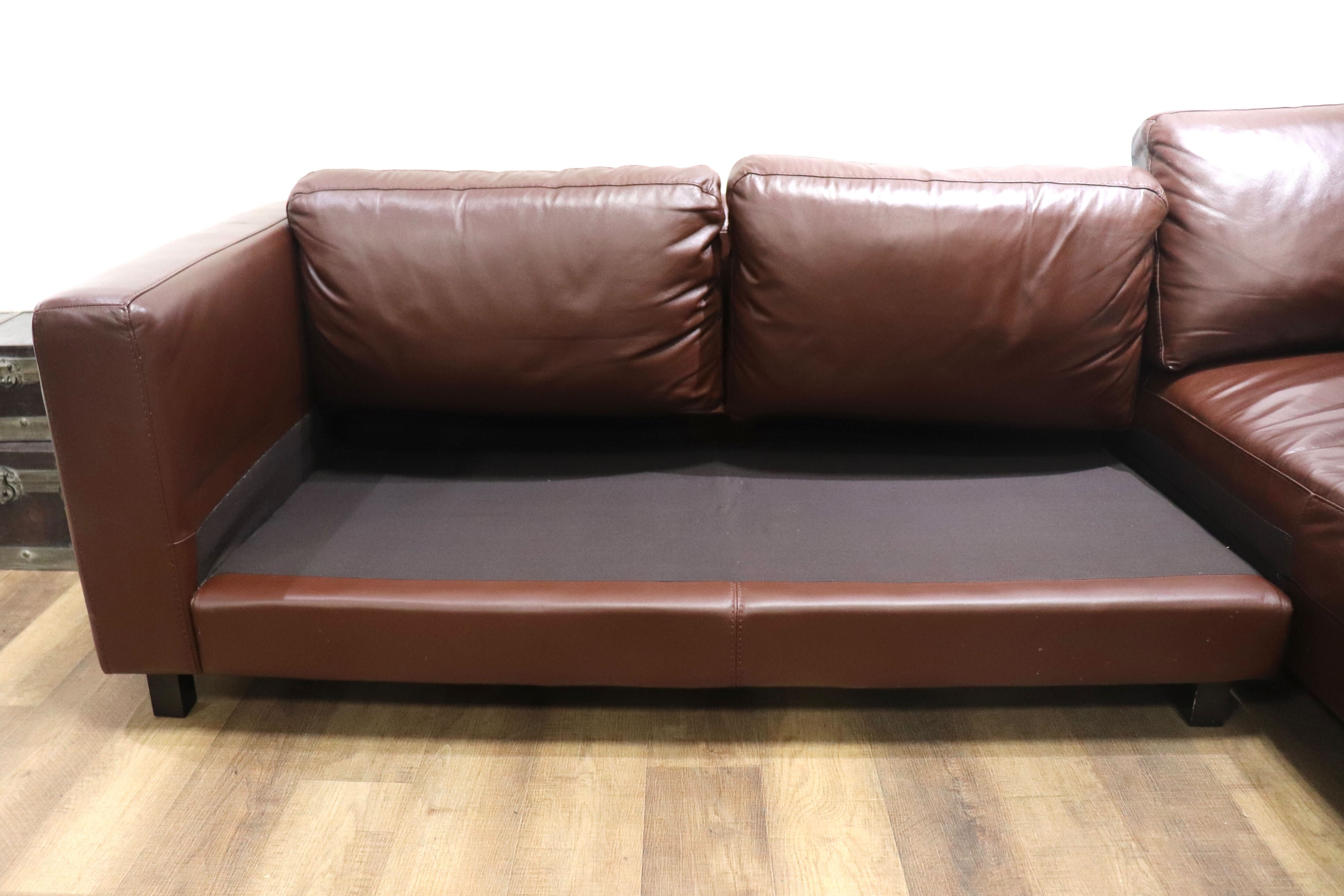 GMHH237○ACTUS / アクタス 3人掛けソファ コーナーソファ カウチソファ 本革 ブラウン 本革 レザー モダン