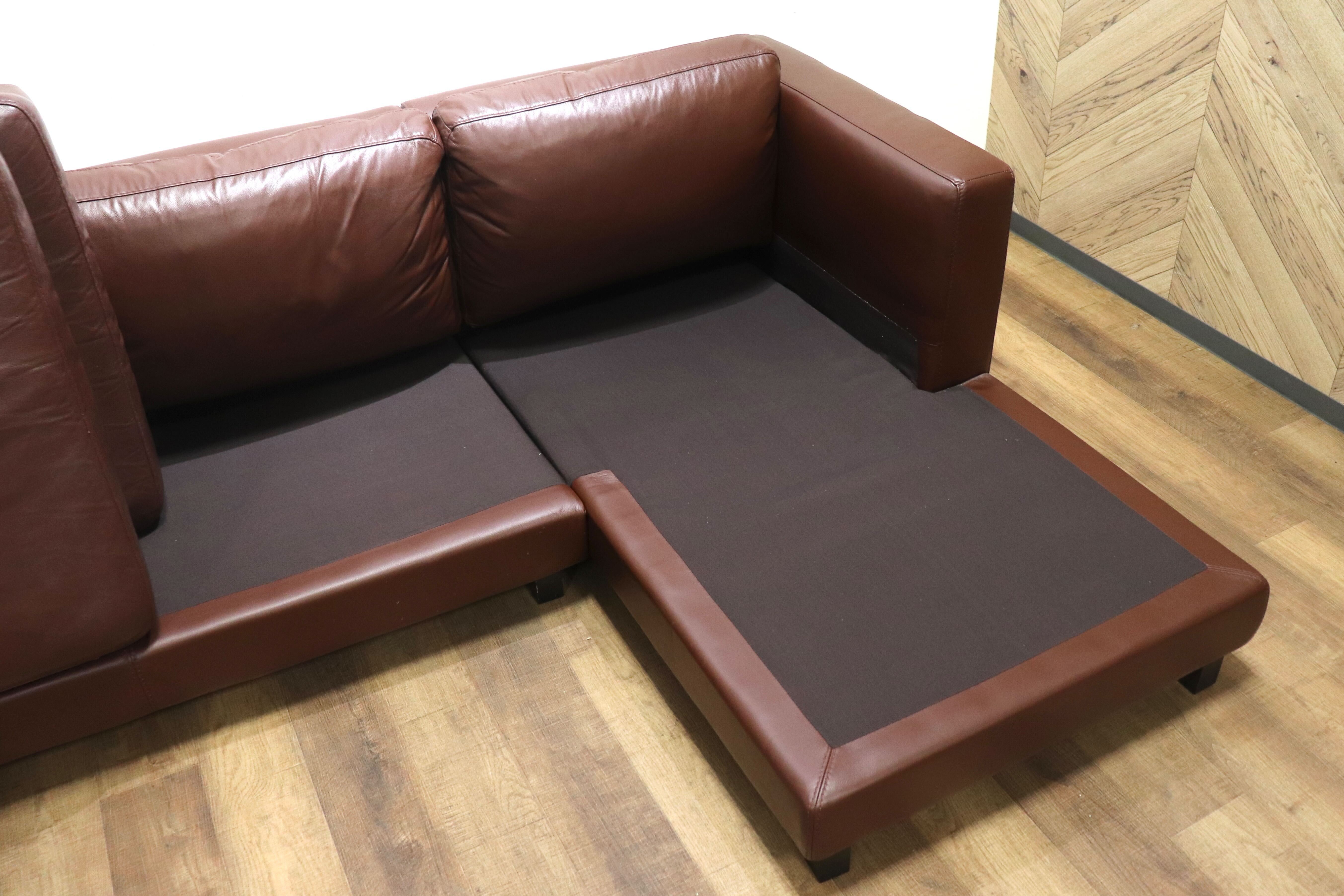 GMHH237○ACTUS / アクタス 3人掛けソファ コーナーソファ カウチソファ 本革 ブラウン 本革 レザー モダン