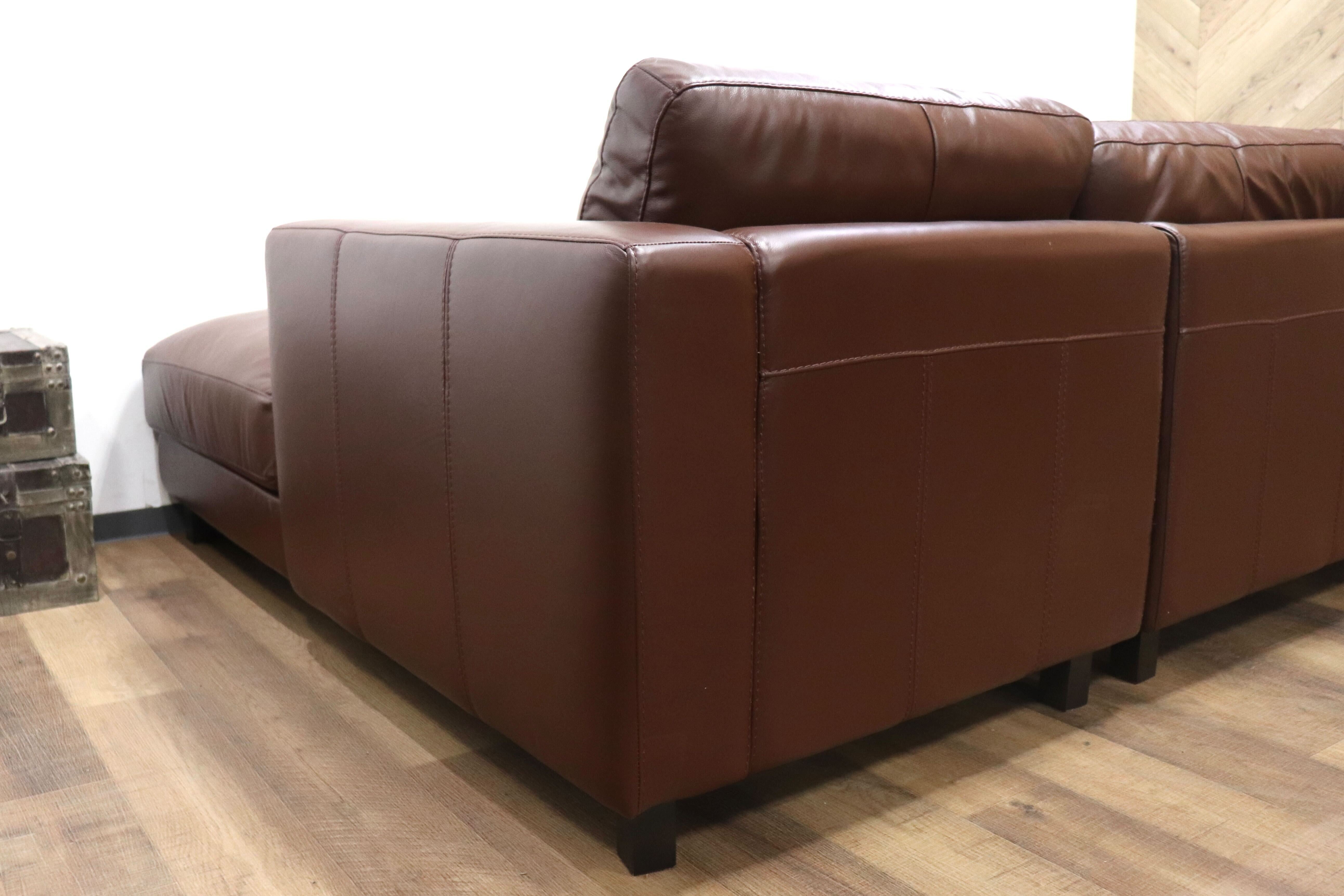 GMHH237○ACTUS / アクタス 3人掛けソファ コーナーソファ カウチソファ 本革 ブラウン 本革 レザー モダン