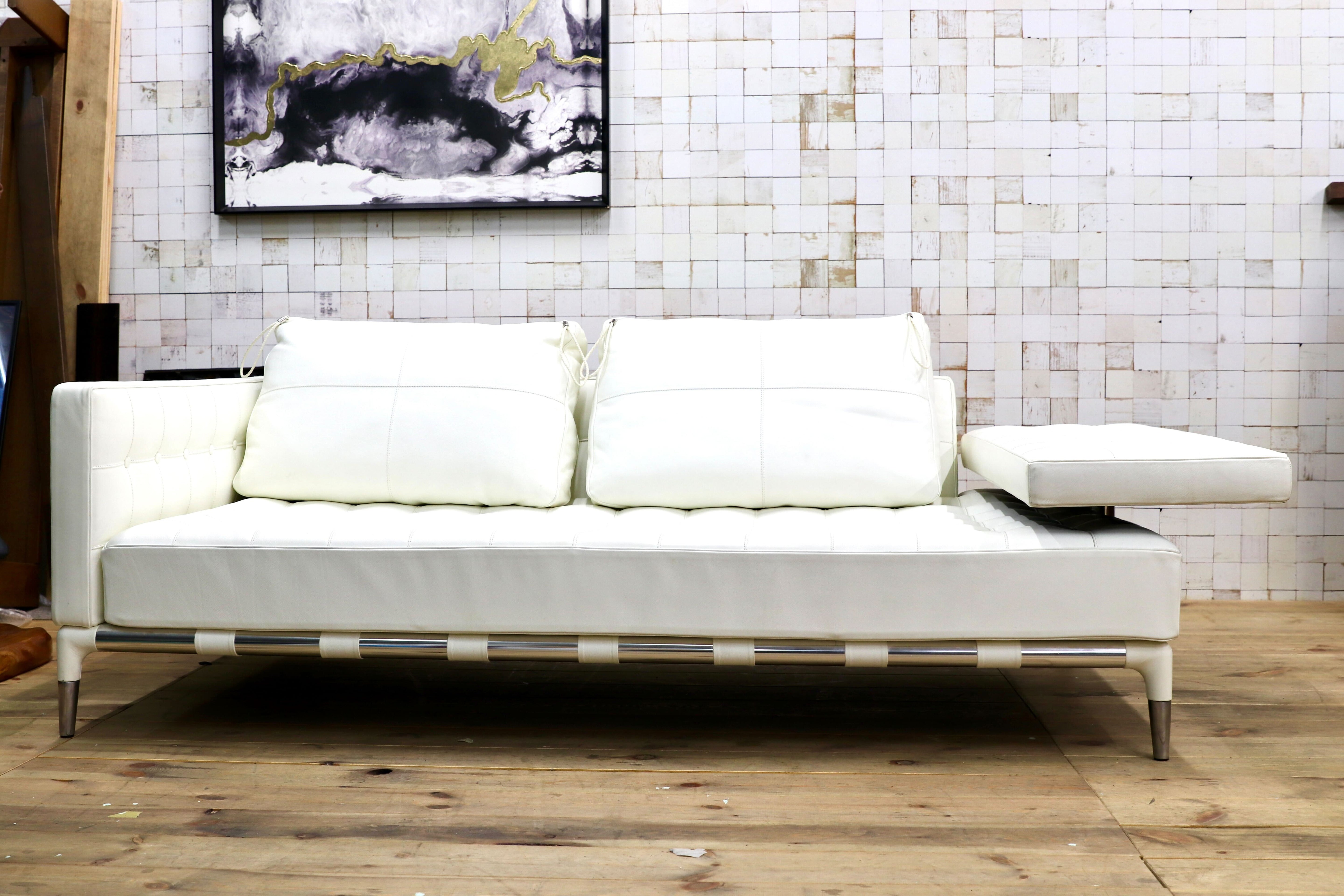 GMIK670○Cassina / カッシーナ PRIVE プリヴェ 2人掛けワイド 左肘アームソファ フィリップ・スタルク イタリアモダン 白本革 定価345万