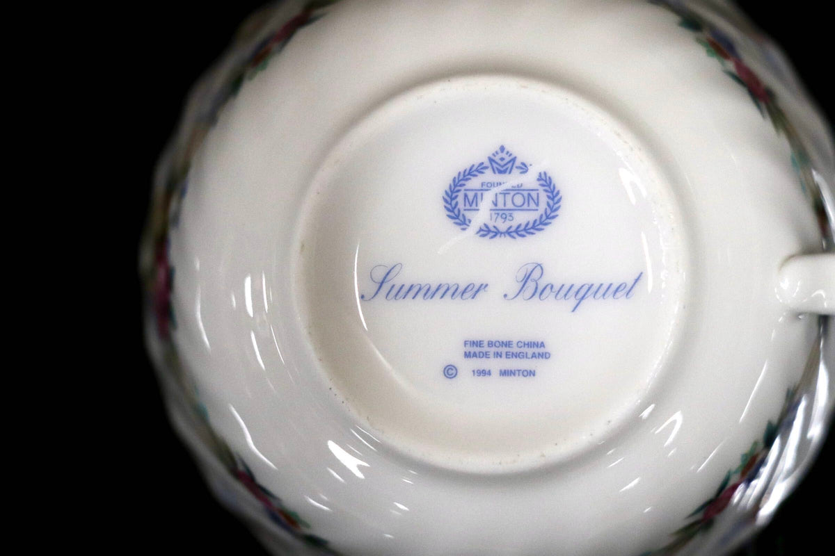 GMJH332BN◯MINTON / ミントン Summer Bouquet サマーブーケ カップ&ソーサー ティーカップ プレート 花柄 西洋 ヴィンテージ 廃盤 稀少