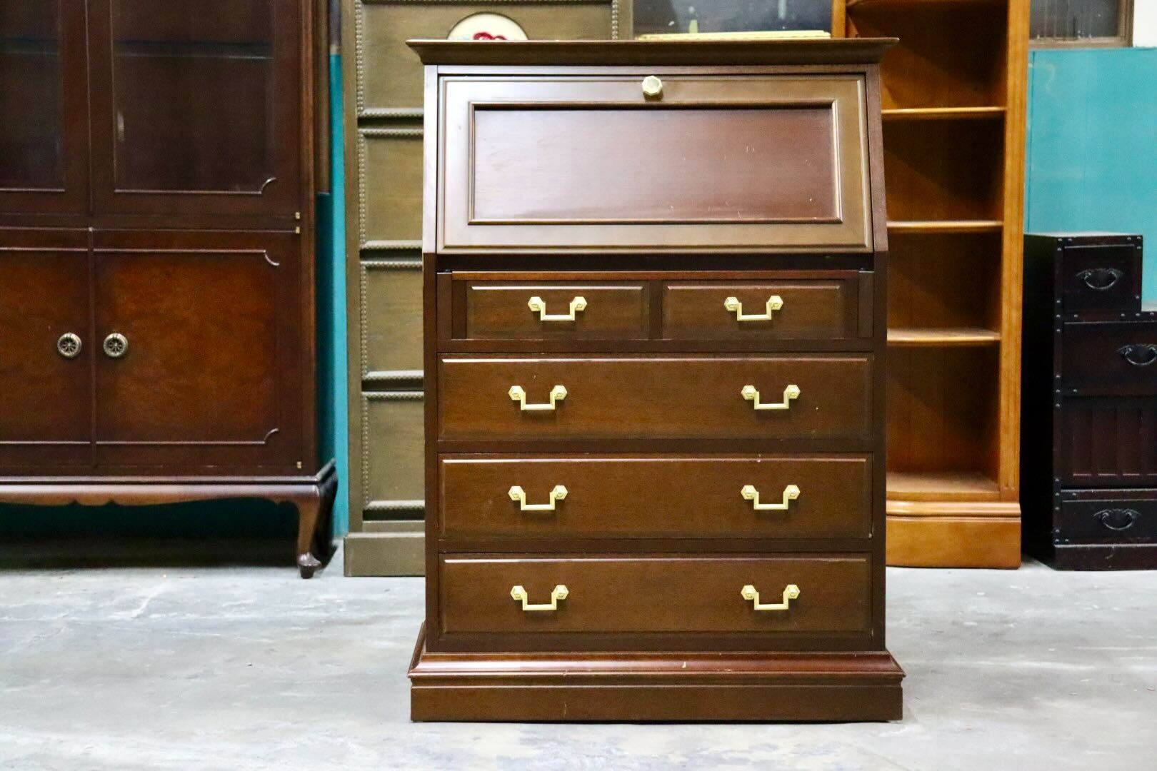 GMIK700○maruni / マルニ 地中海 ライティングビューロー デスク 書斎机 勉強机 収納 机 ヨーロピアン クラシック 定価約24万