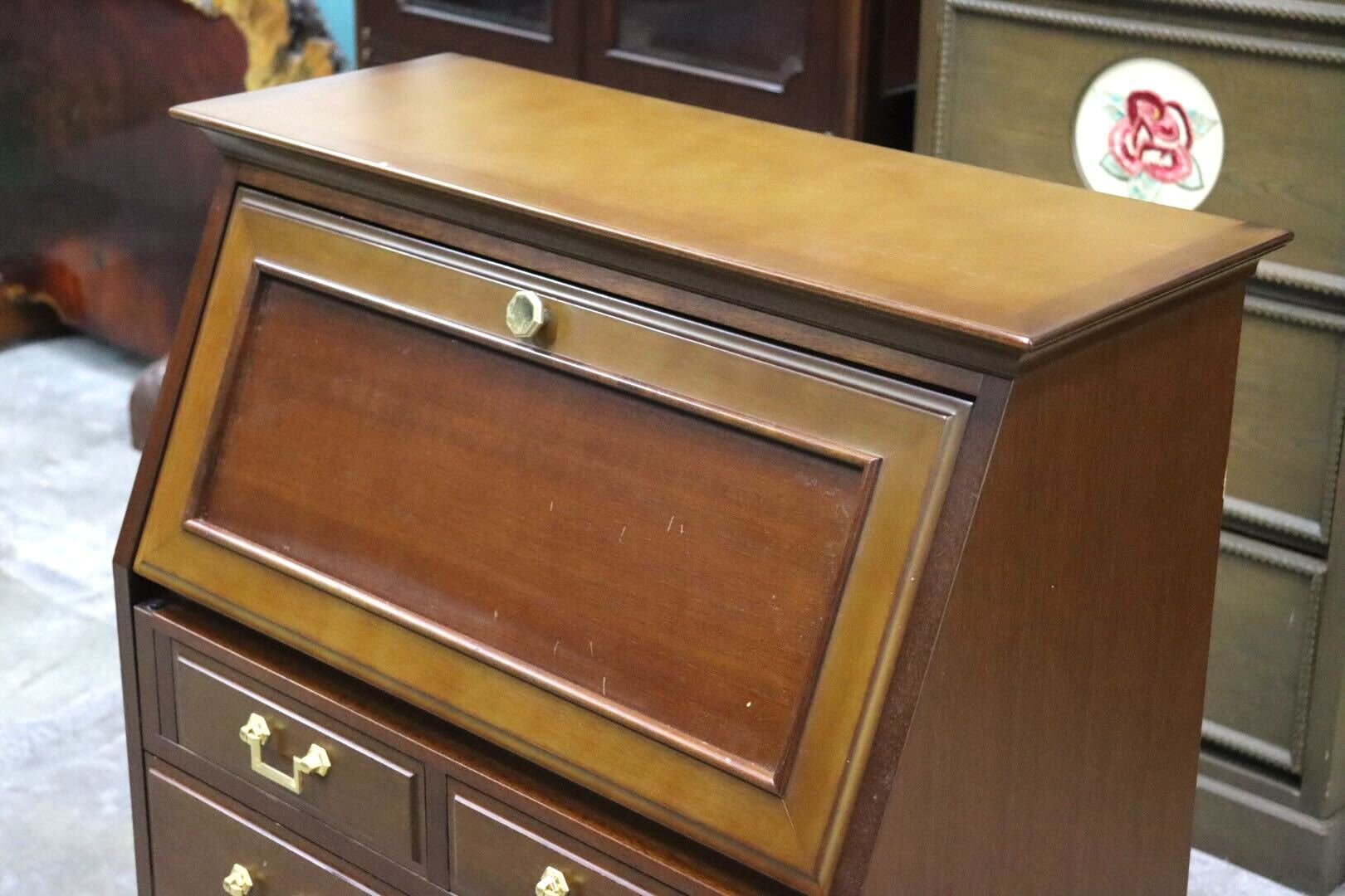 GMIK700○maruni / マルニ 地中海 ライティングビューロー デスク 書斎机 勉強机 収納 机 ヨーロピアン クラシック 定価約24万