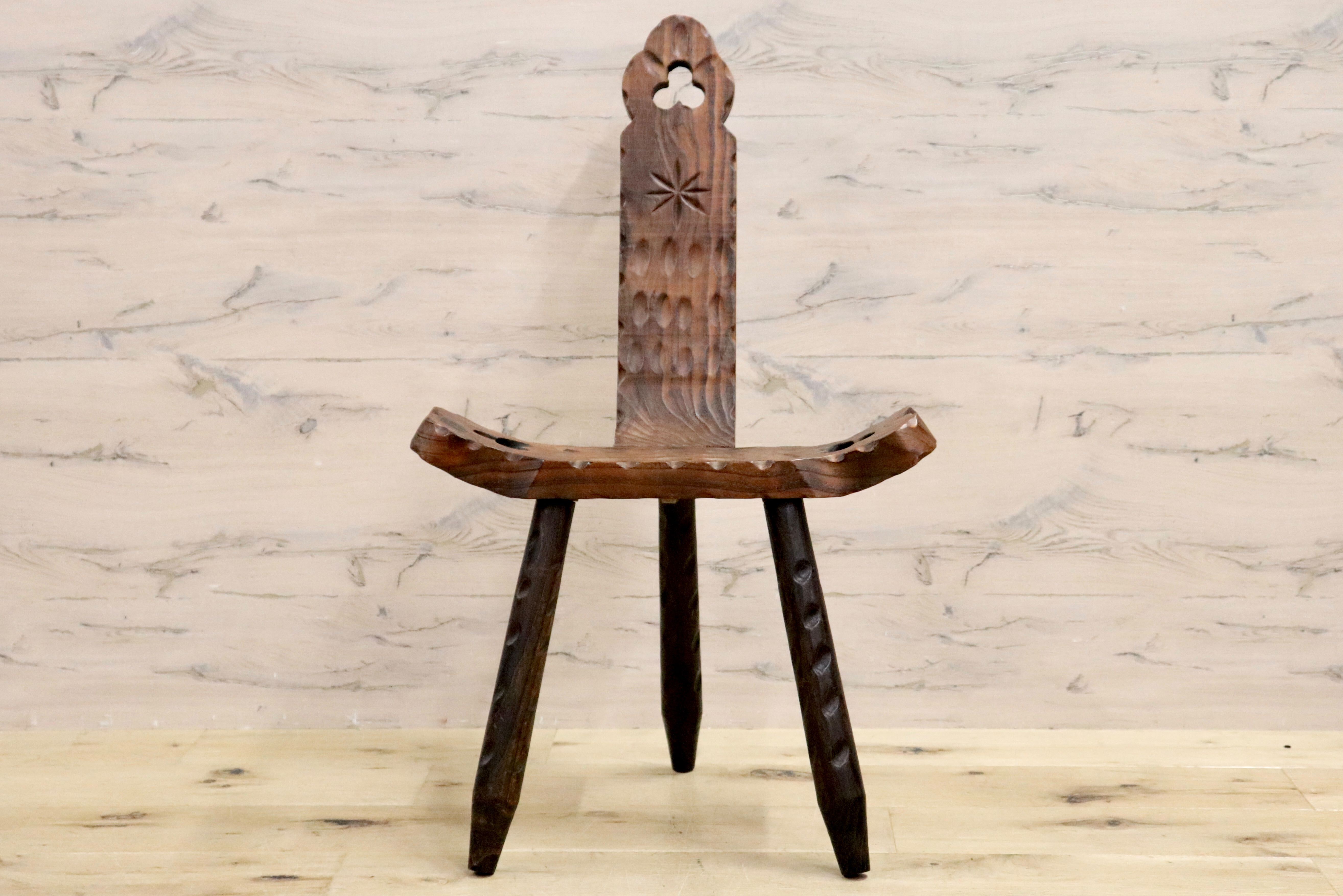 GMHS305A○スペイン製 シェファードチェア 羊飼いの椅子 花台 飾り台 椅子 木彫り 木製 カントリー ヨーロッパ家具 アンティーク