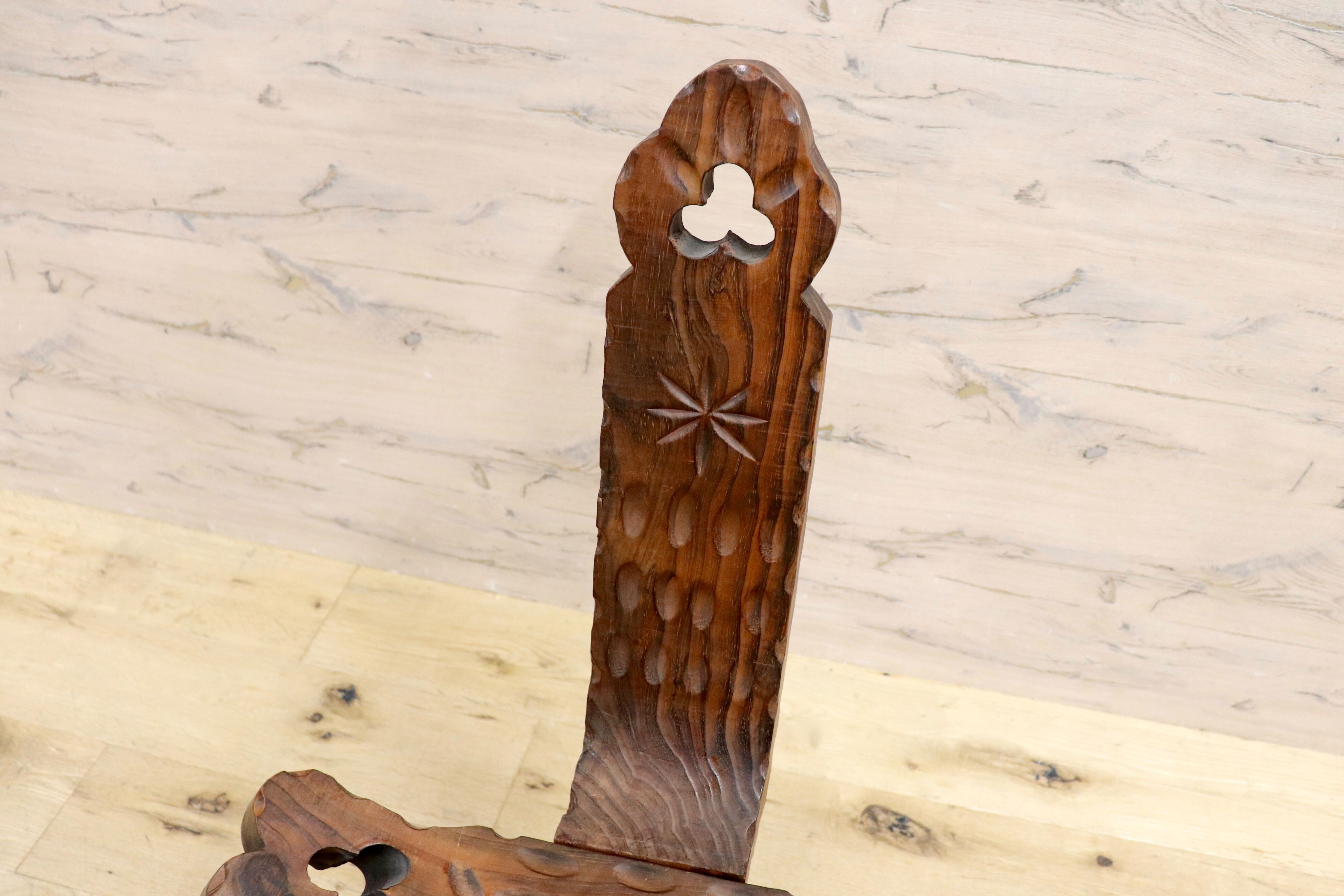 GMHS305A○スペイン製 シェファードチェア 羊飼いの椅子 花台 飾り台 椅子 木彫り 木製 カントリー ヨーロッパ家具 アンティーク