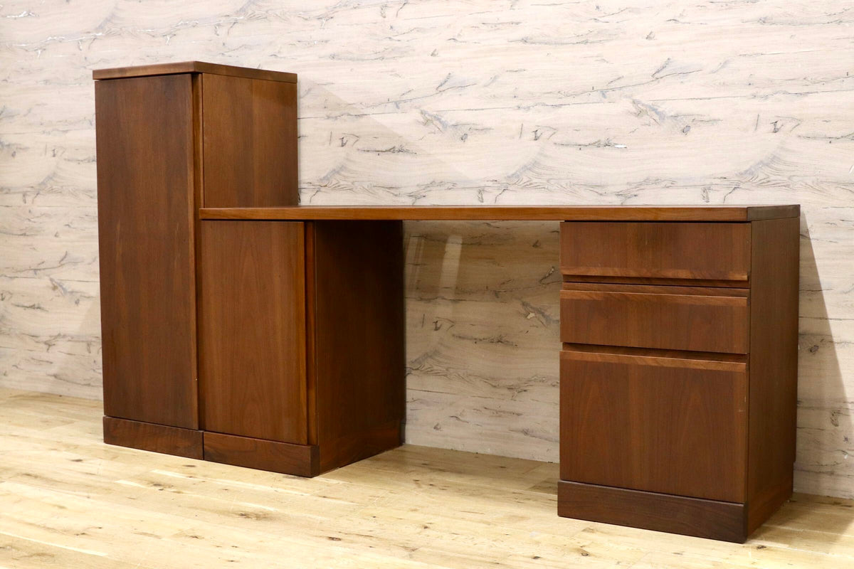 GMJS303○Shirakawa / シラカワ デスク サイドキャビネット 2点セット ブラックウォールナット材 飛騨家具 約45万 検)マスターウォール