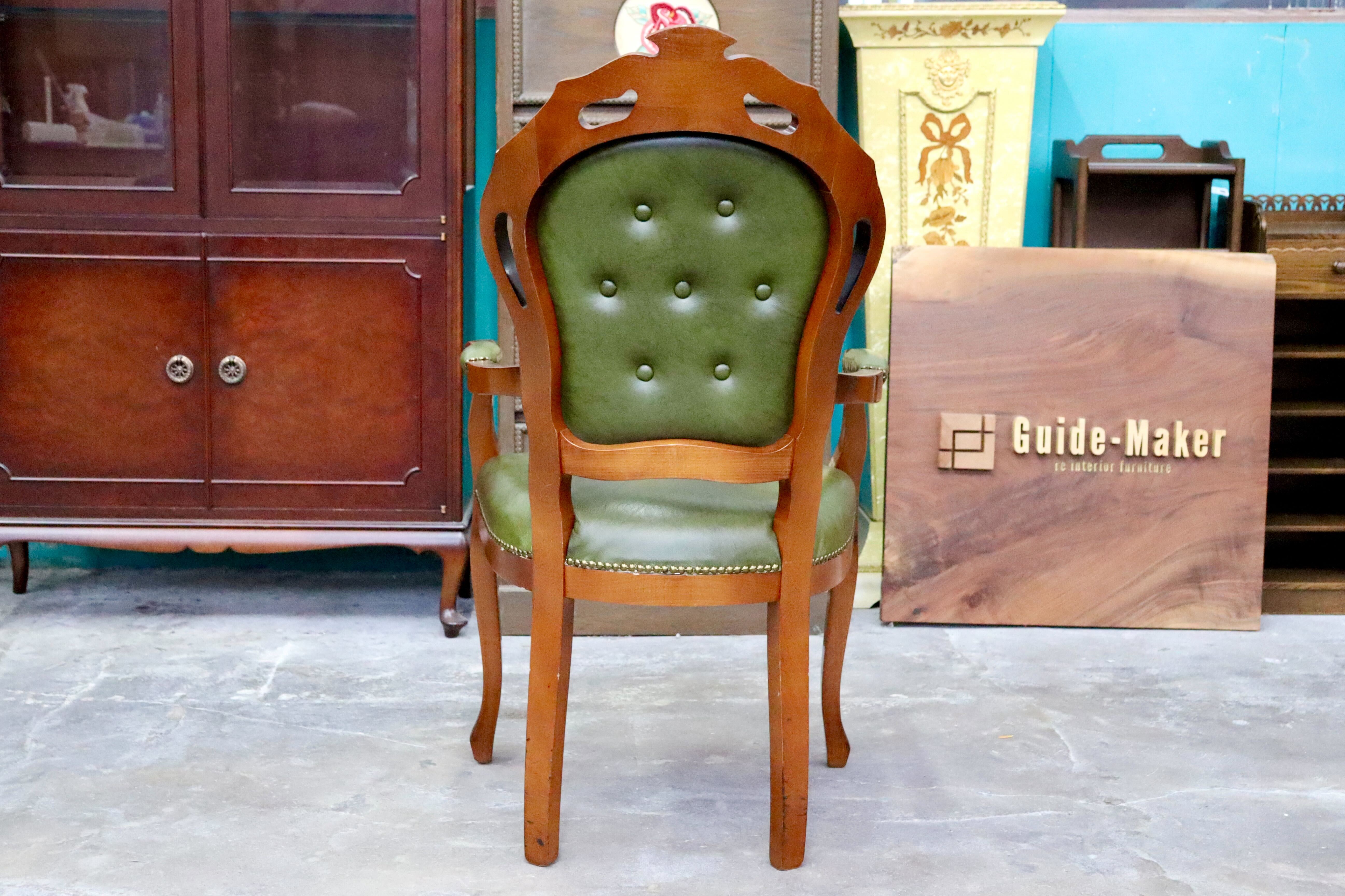 GMIS561S○イタリア ダイニングチェア 食卓椅子 アームチェア アンティーク 猫脚 彫刻 クラシック エレガント ヨーロピアン ロココ