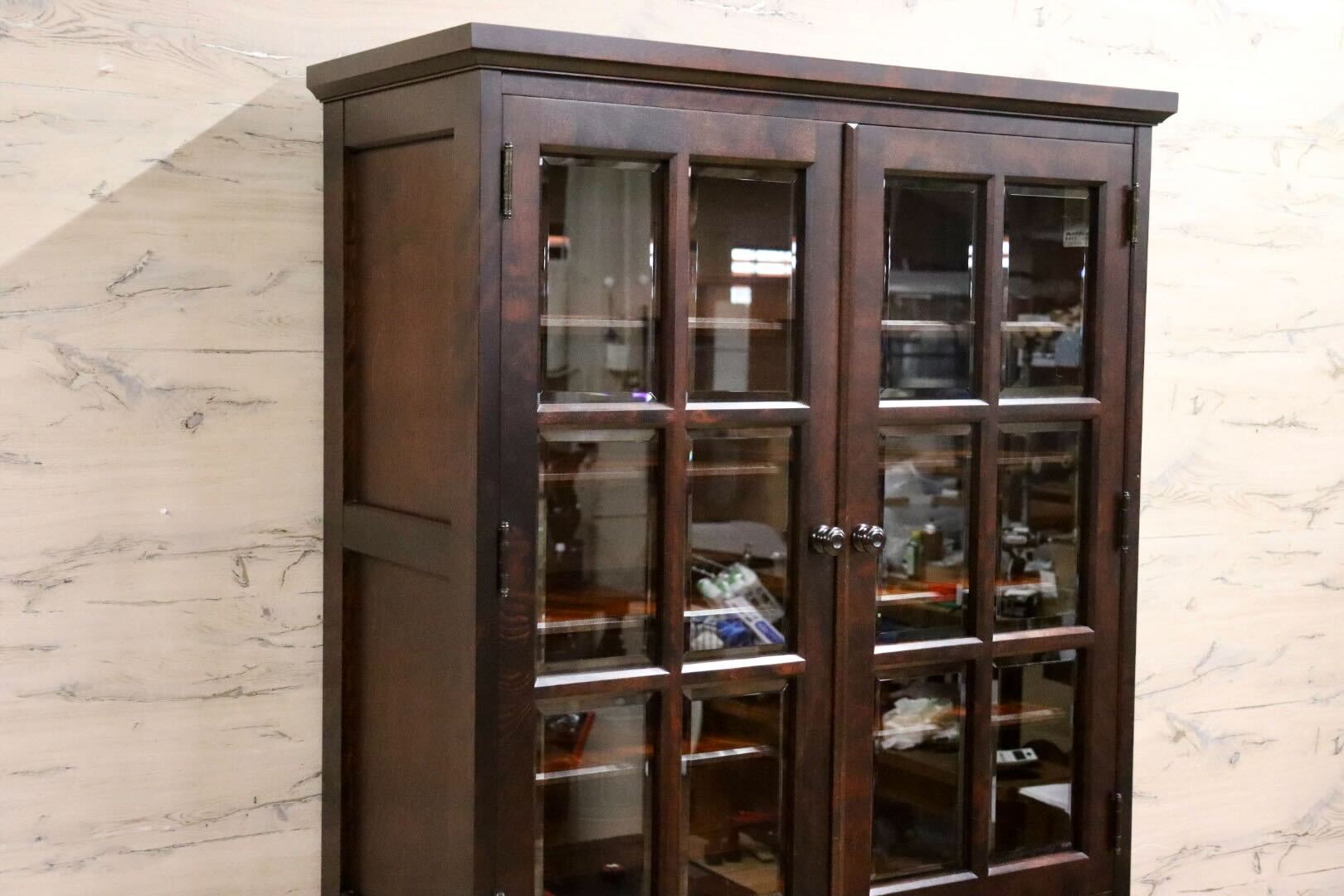 GMIK772A○北海道民芸家具 食器棚 水屋棚 カップボード 飾り棚 キャビネット 樺材 無垢 和家具 和モダン 古民家 定価約45万 飛騨産業 美品