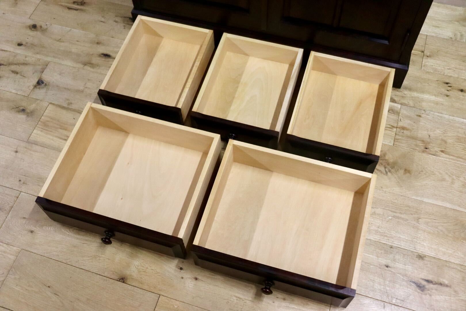 GMIK772A○北海道民芸家具 食器棚 水屋棚 カップボード 飾り棚 キャビネット 樺材 無垢 和家具 和モダン 古民家 定価約45万 飛騨産業 美品