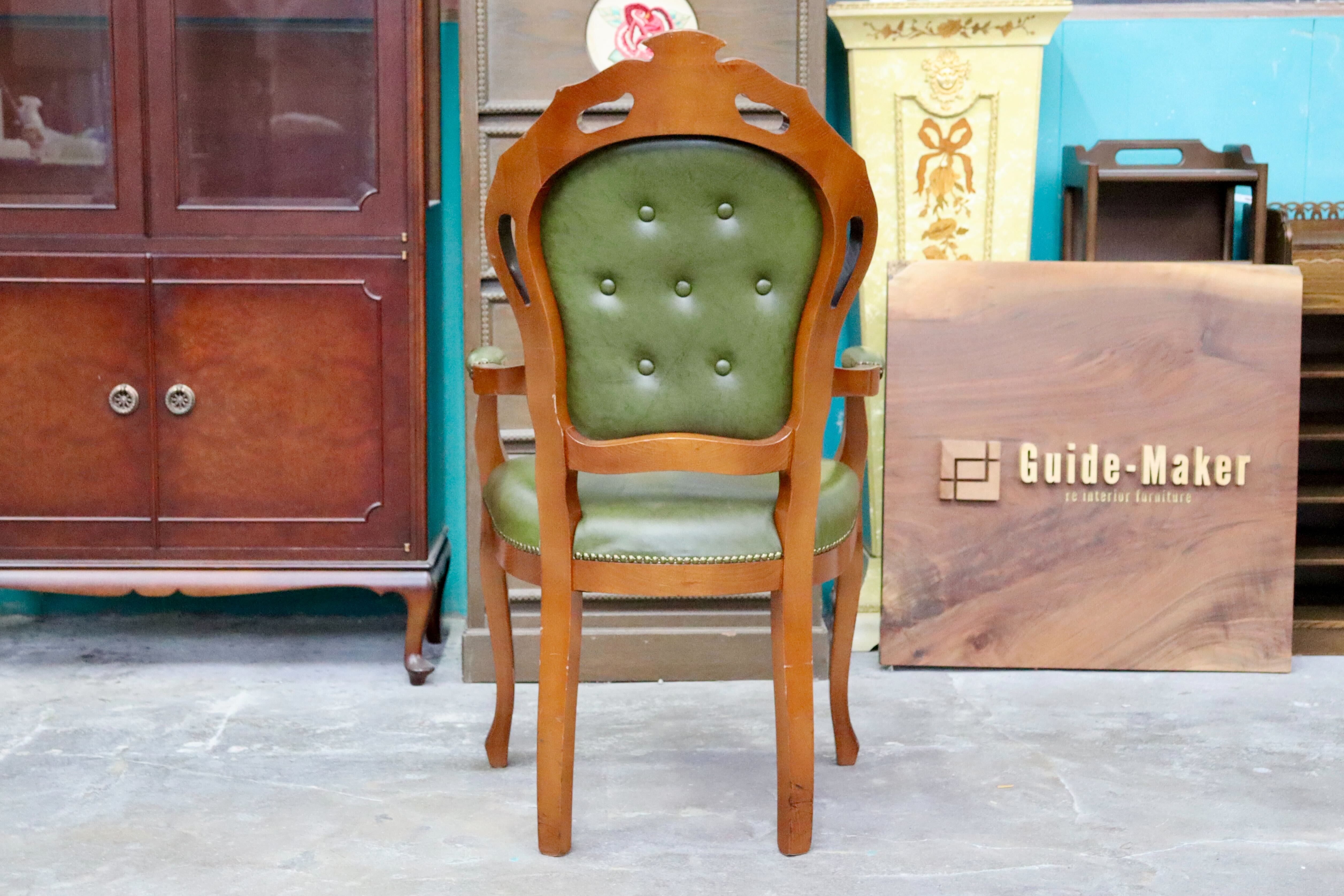 GMIS561T○イタリア ダイニングチェア 食卓椅子 アームチェア アンティーク 猫脚 彫刻 クラシック エレガント ヨーロピアン ロココ