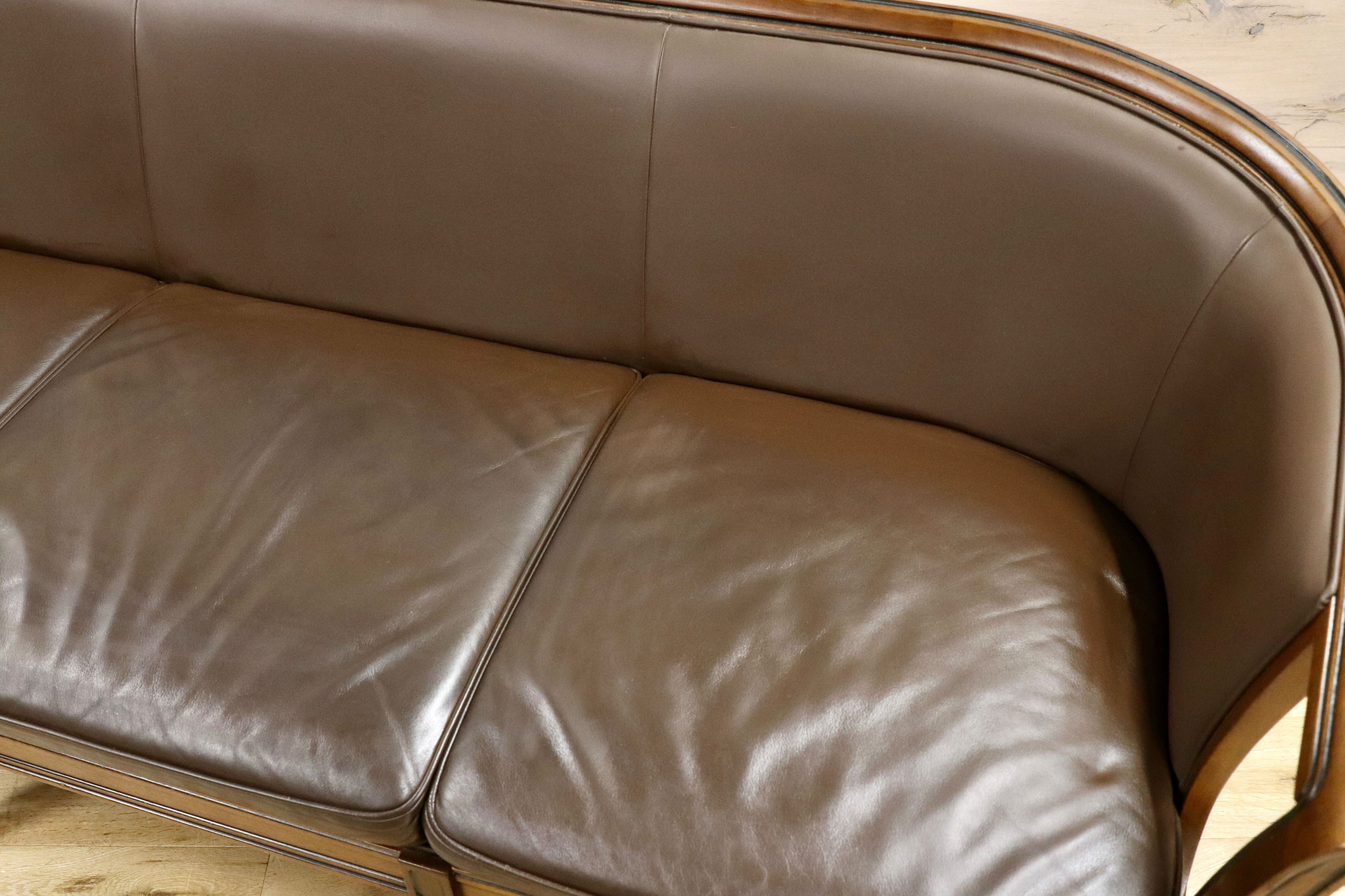 GMGN443○maruni / マルニ ROYAL ロイヤル 地中海 シャルル 3人掛けソファ トリプルソファ 3シーター 本革 ブラウン 定価約85万