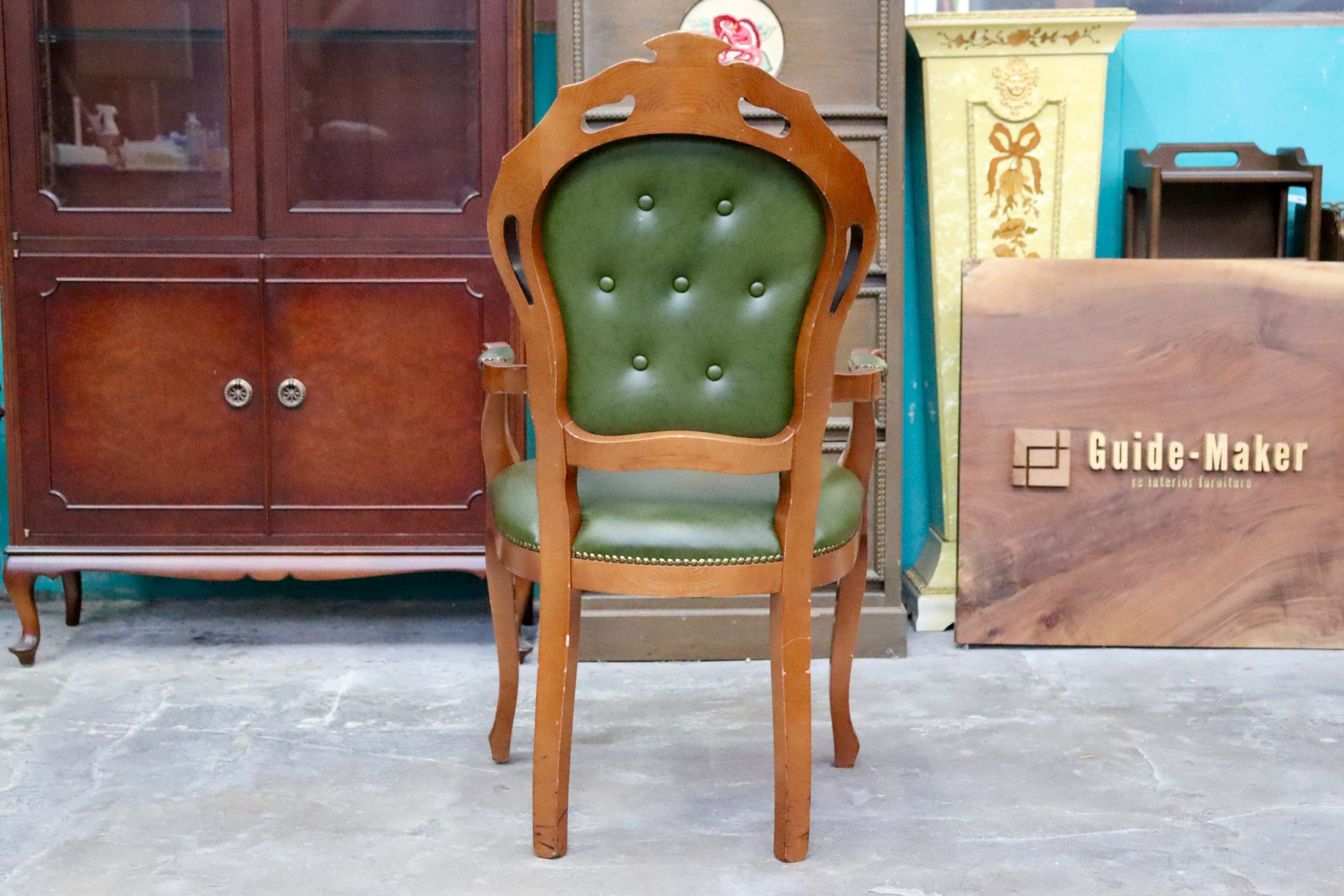 GMIS561U○イタリア ダイニングチェア 食卓椅子 アームチェア アンティーク 猫脚 彫刻 クラシック エレガント ヨーロピアン ロココ