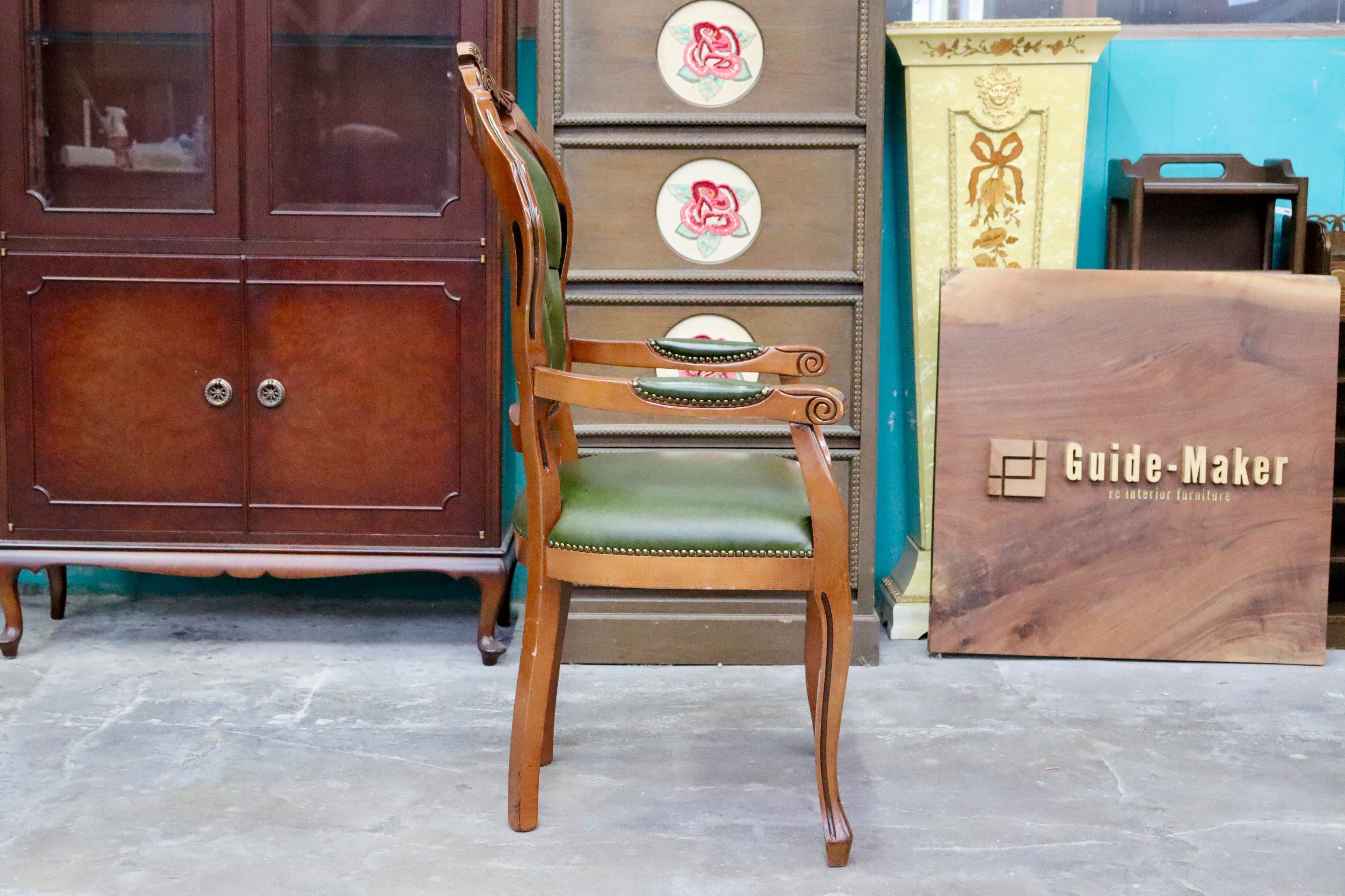 GMIS561U○イタリア ダイニングチェア 食卓椅子 アームチェア アンティーク 猫脚 彫刻 クラシック エレガント ヨーロピアン ロココ