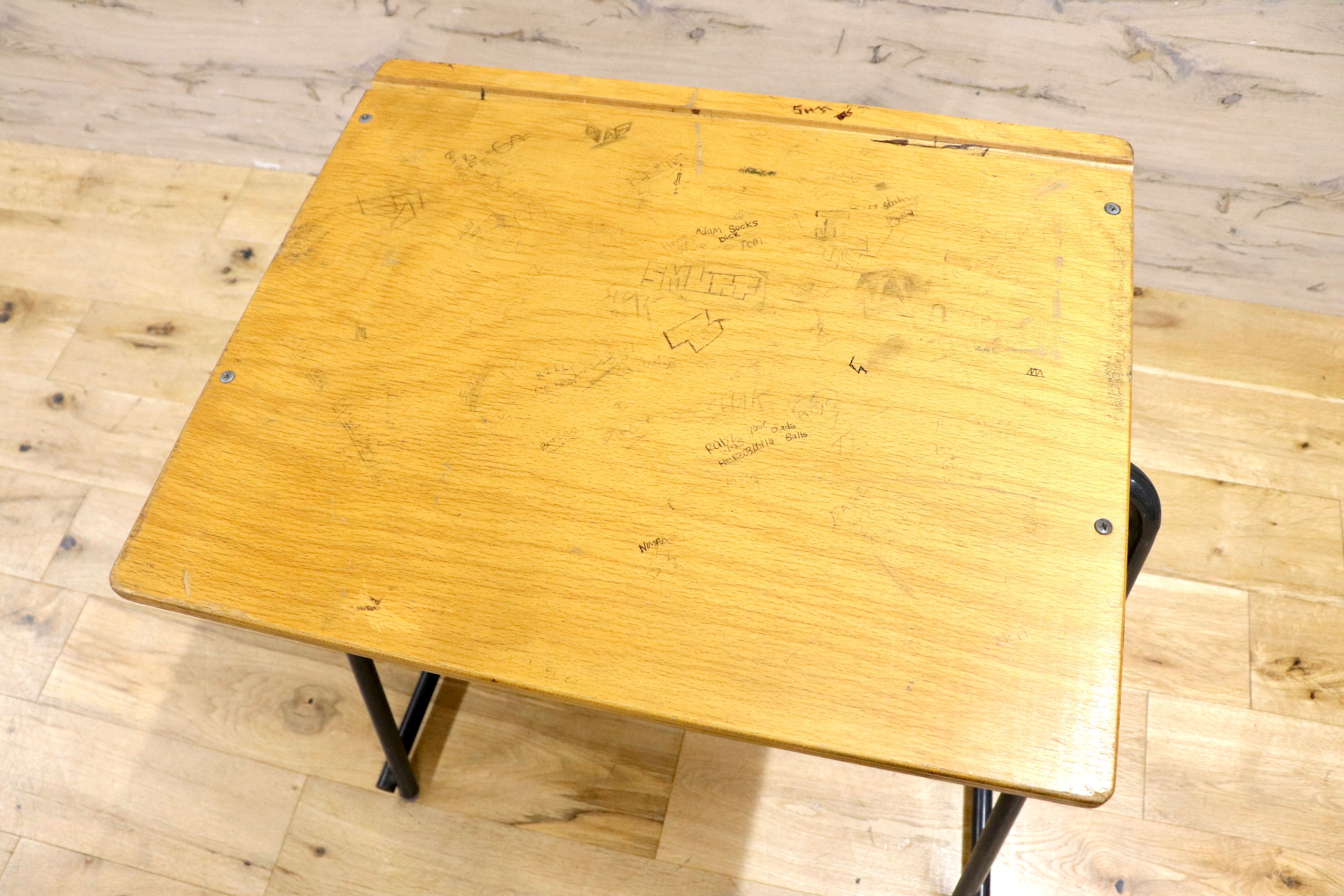 GMIS215J○西洋 イギリス スクールデスク ナチュラル ヴィンテージ 学校机 勉強机 パソコンデスク 簡易テーブル インダストリアル 什器