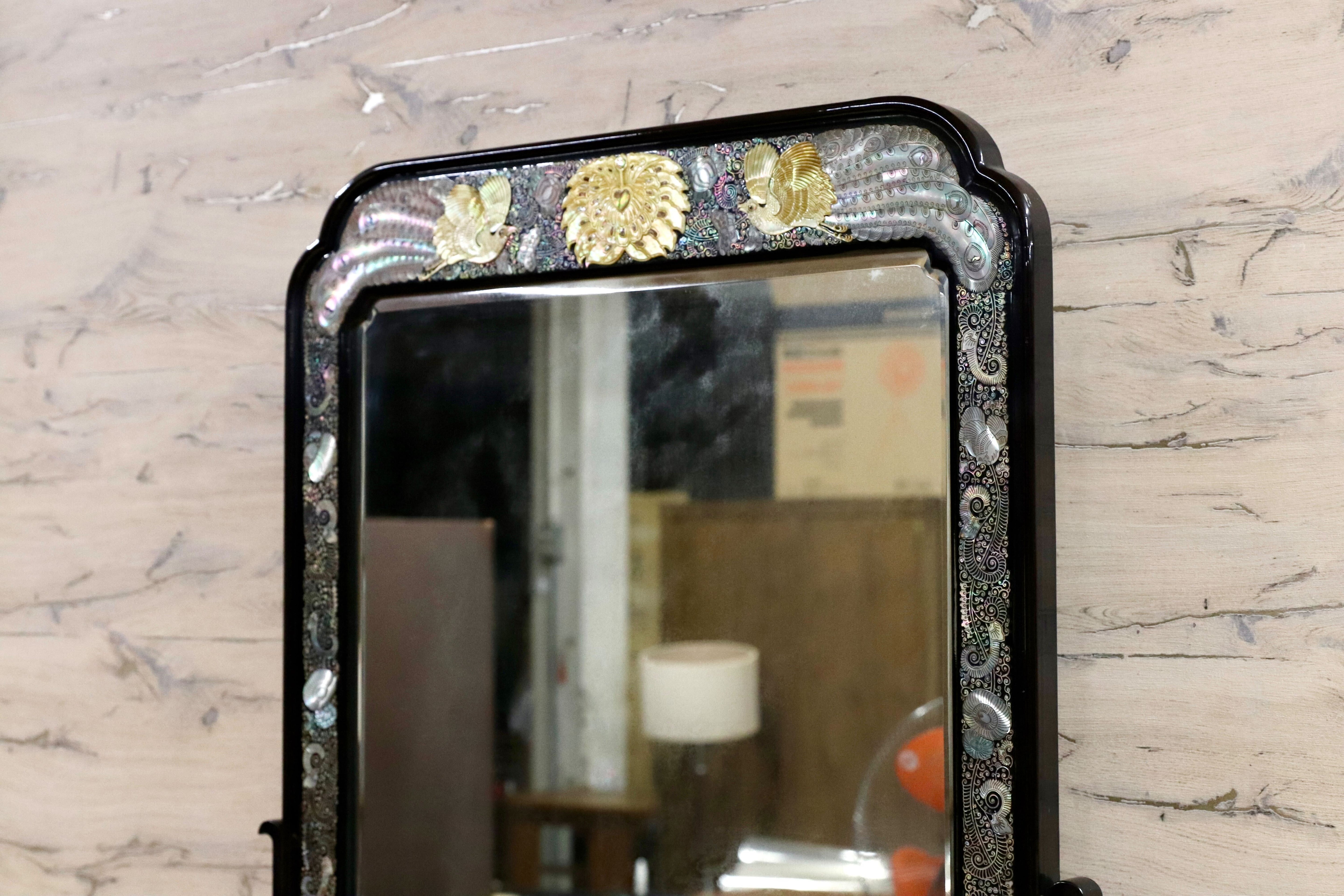 GMIK681○李朝家具 螺鈿細工 ドレッサー 鏡台 伝統工芸 化粧台 アンティーク 姿見