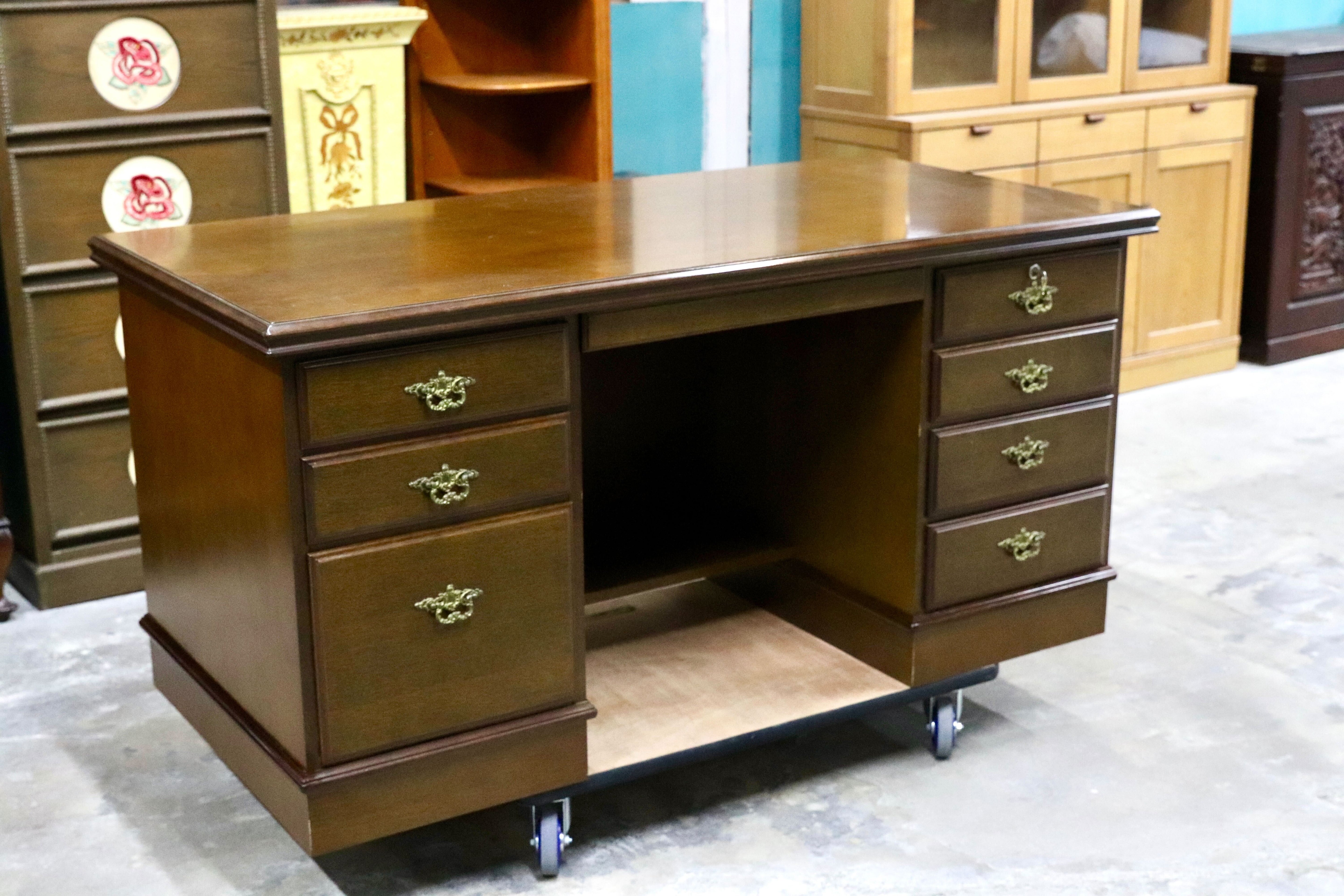 GMIK636○karimoku / カリモク コロニアル 学習机 書斎机 両袖机 カントリー レトロ クラシック 国産家具 アンティーク調 作業台