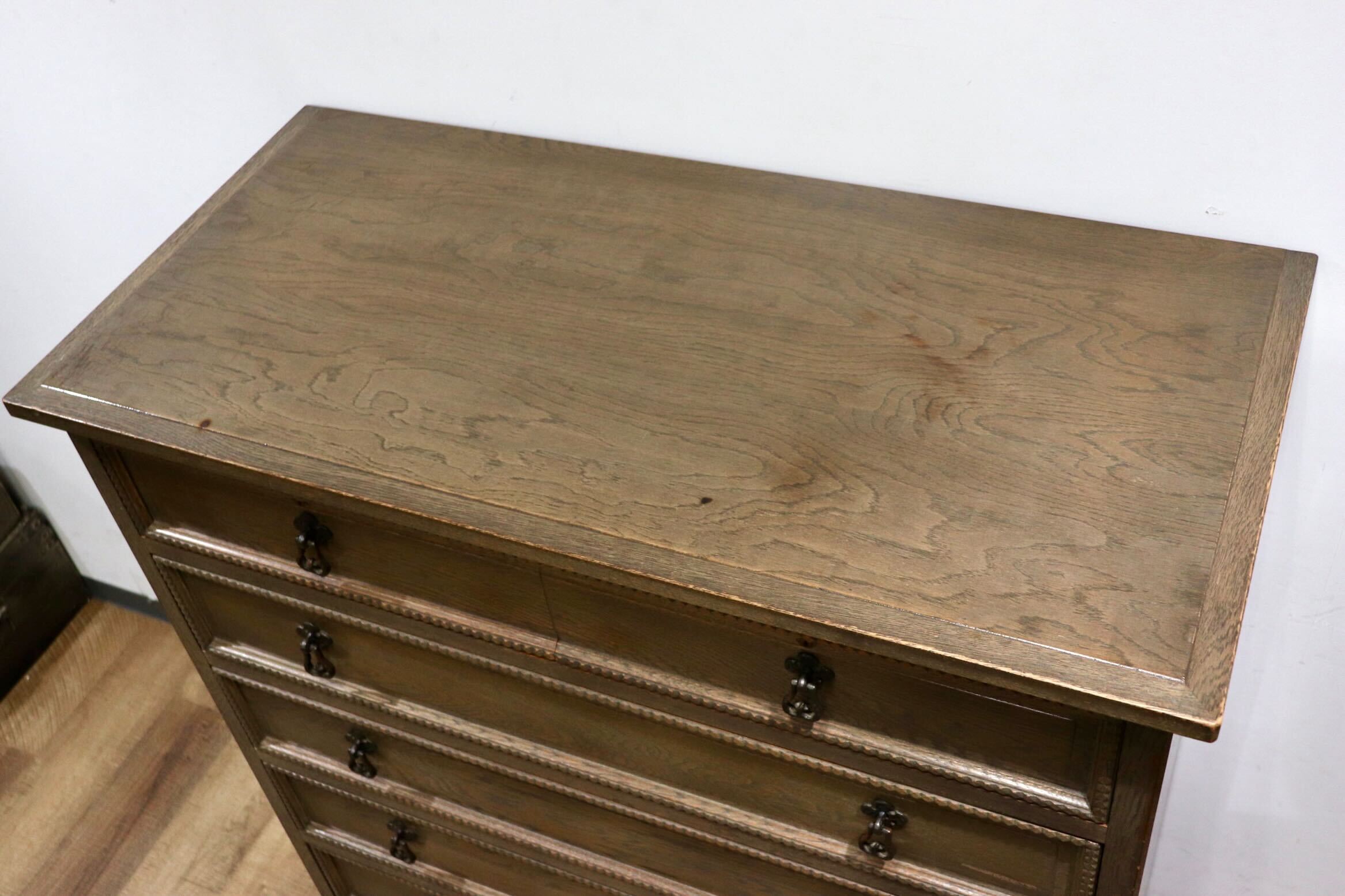 GMHK615○神戸家具 洋家具 6段チェスト 整理タンス 収納家具 彫刻 オーク材 クラシカル 和製ヴィンテージ アンティーク 検)永田良介