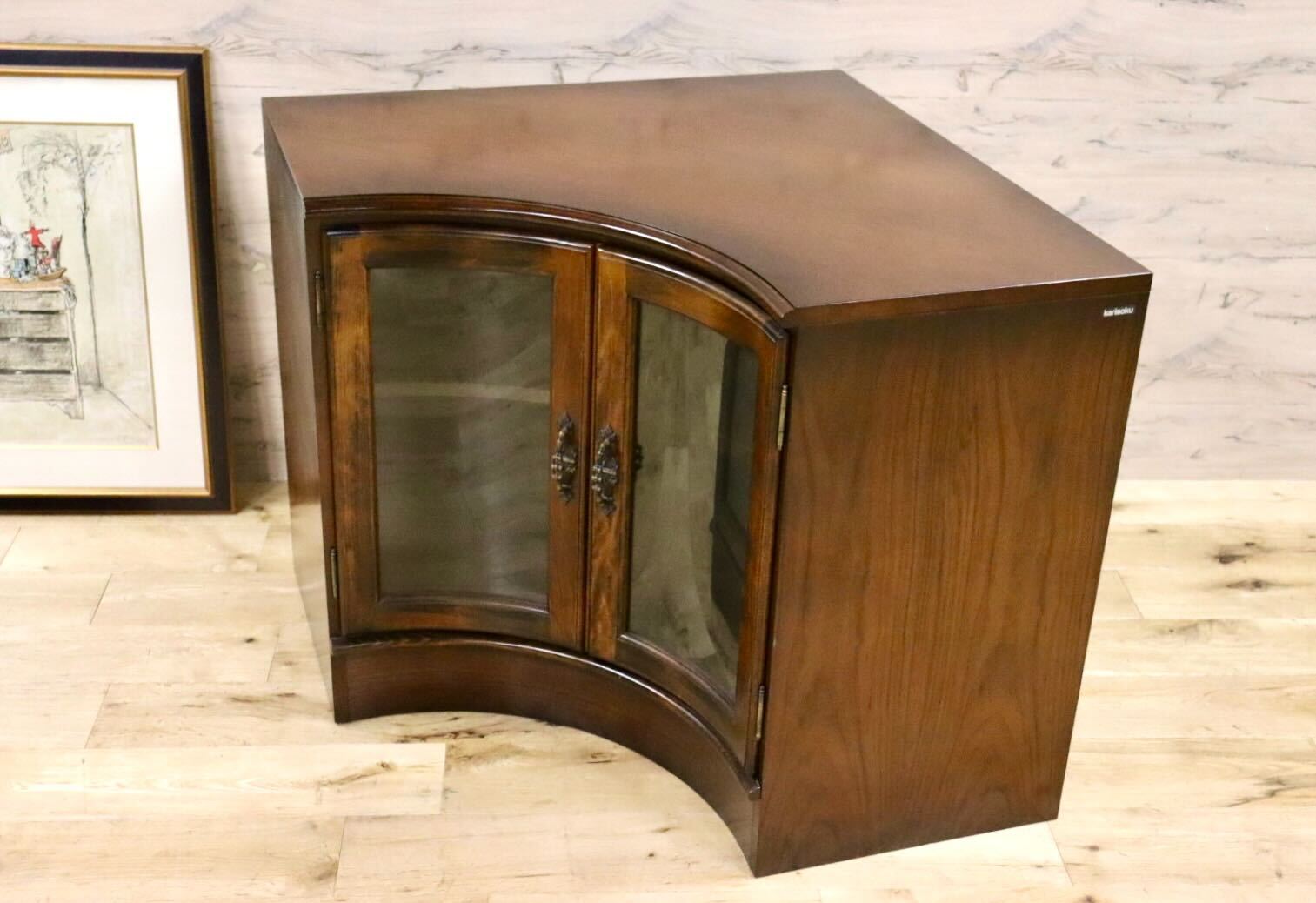 カリモク家具 リビングボード W148cm のれ ガラス キャビネット 飾り棚