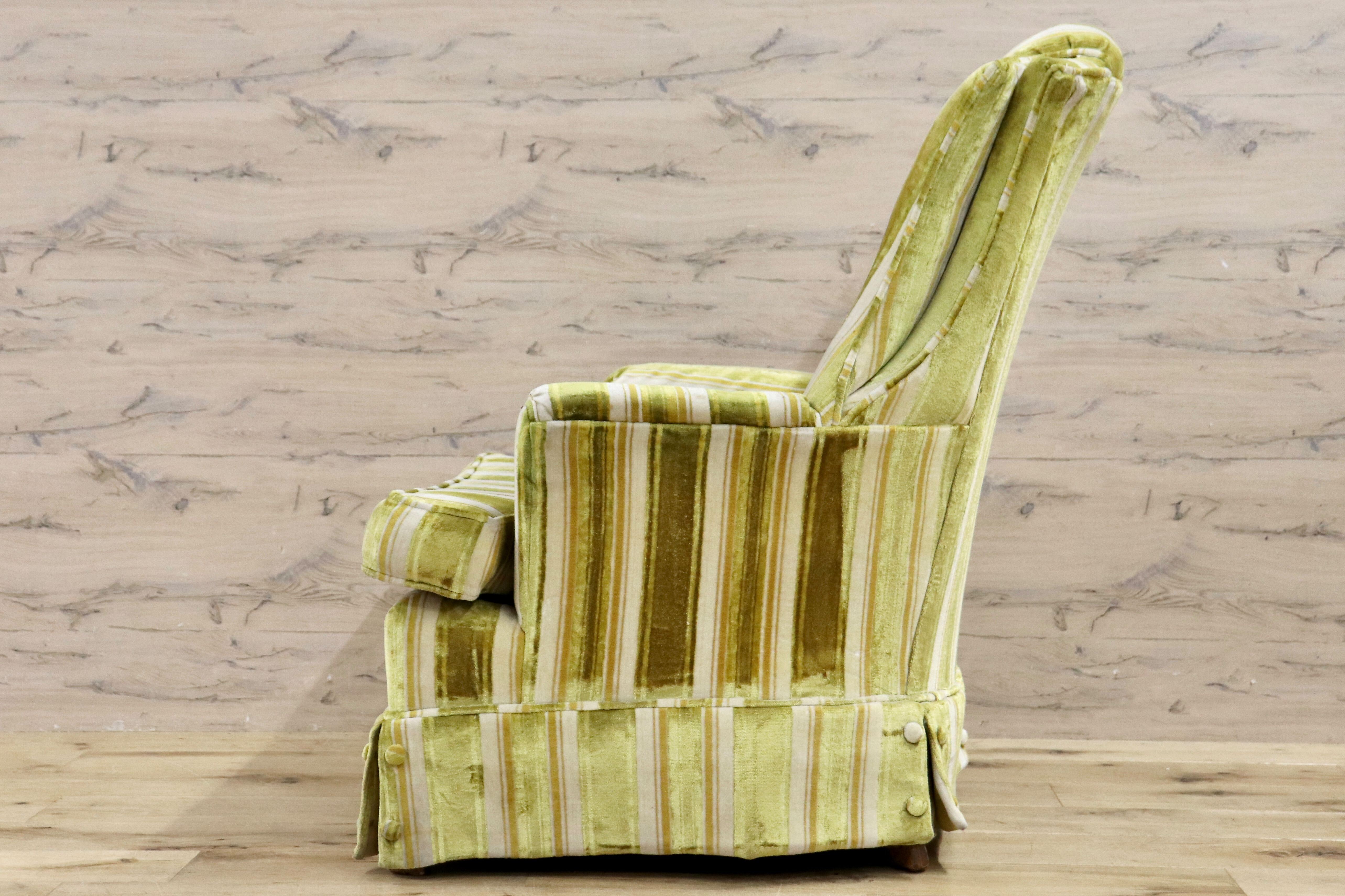 GMHK724A○BEAU CRAFT シングルソファ 1人掛けソファ ラウンジチェア ストライプ ファブリック ヴィンテージ アンティーク