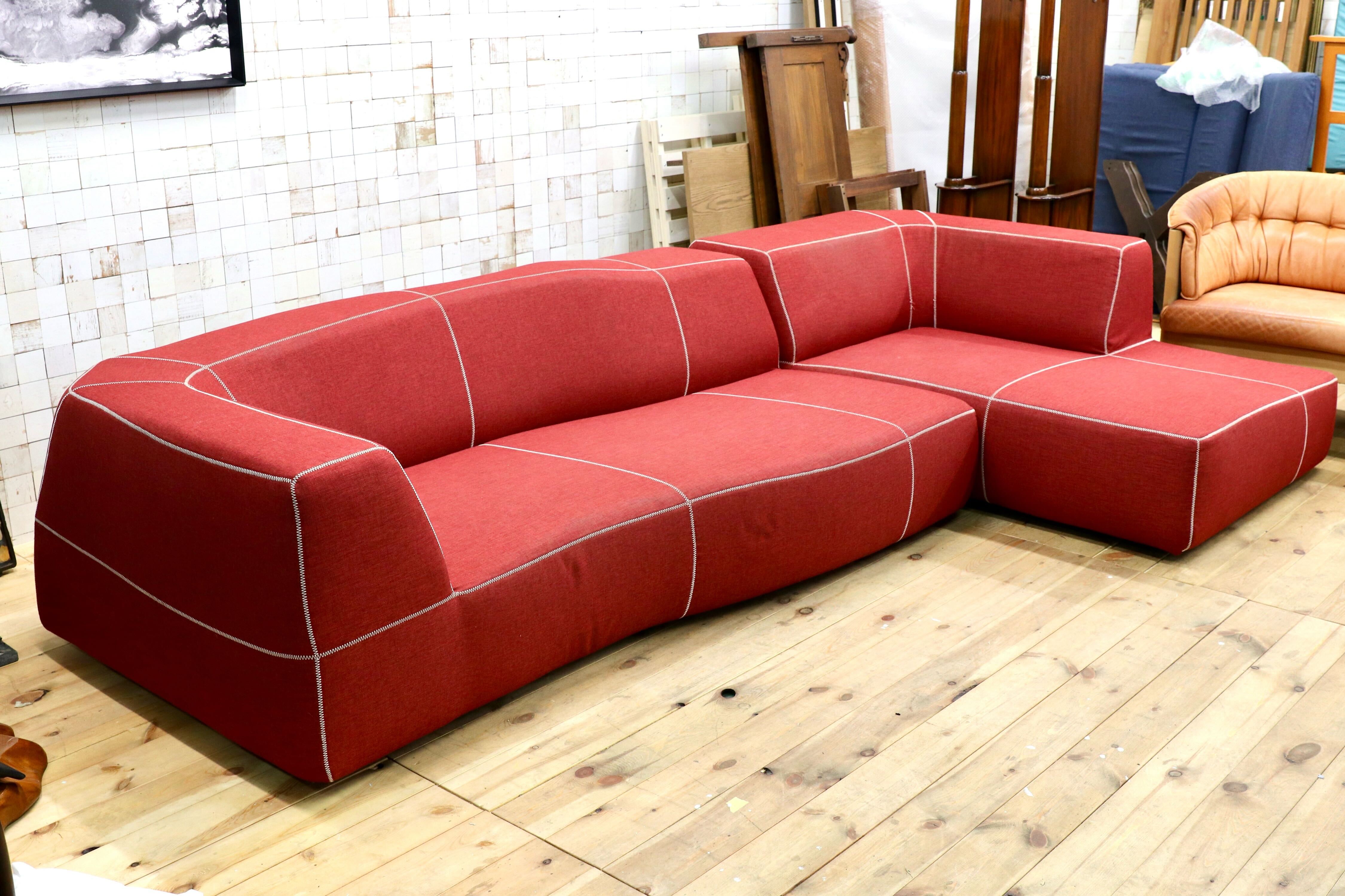GMIO230○B&B ITALIA Bend-Sofa ベンドソファ カウチソファ レッド 約140万 イタリアモダン パトリシア・ウルキオラ コーナーソファ 最高級