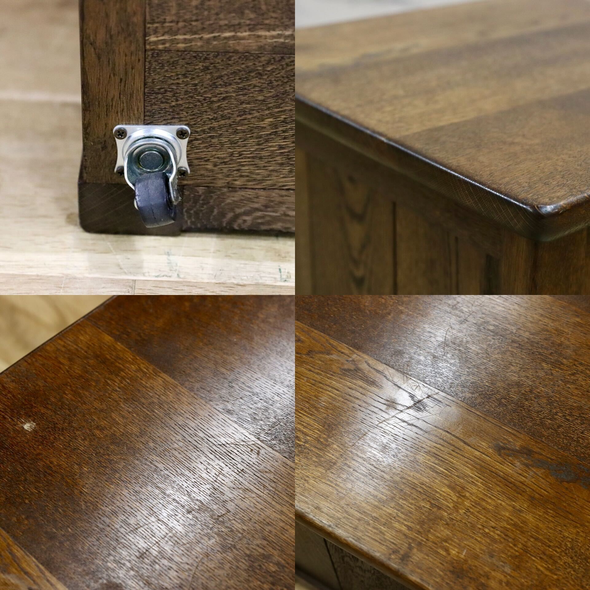 GMHN208C○オーク無垢材 収納付き スツール ボックス チェア キャスター付き 西洋 英国 オランダ ダッチカントリー アンティーク