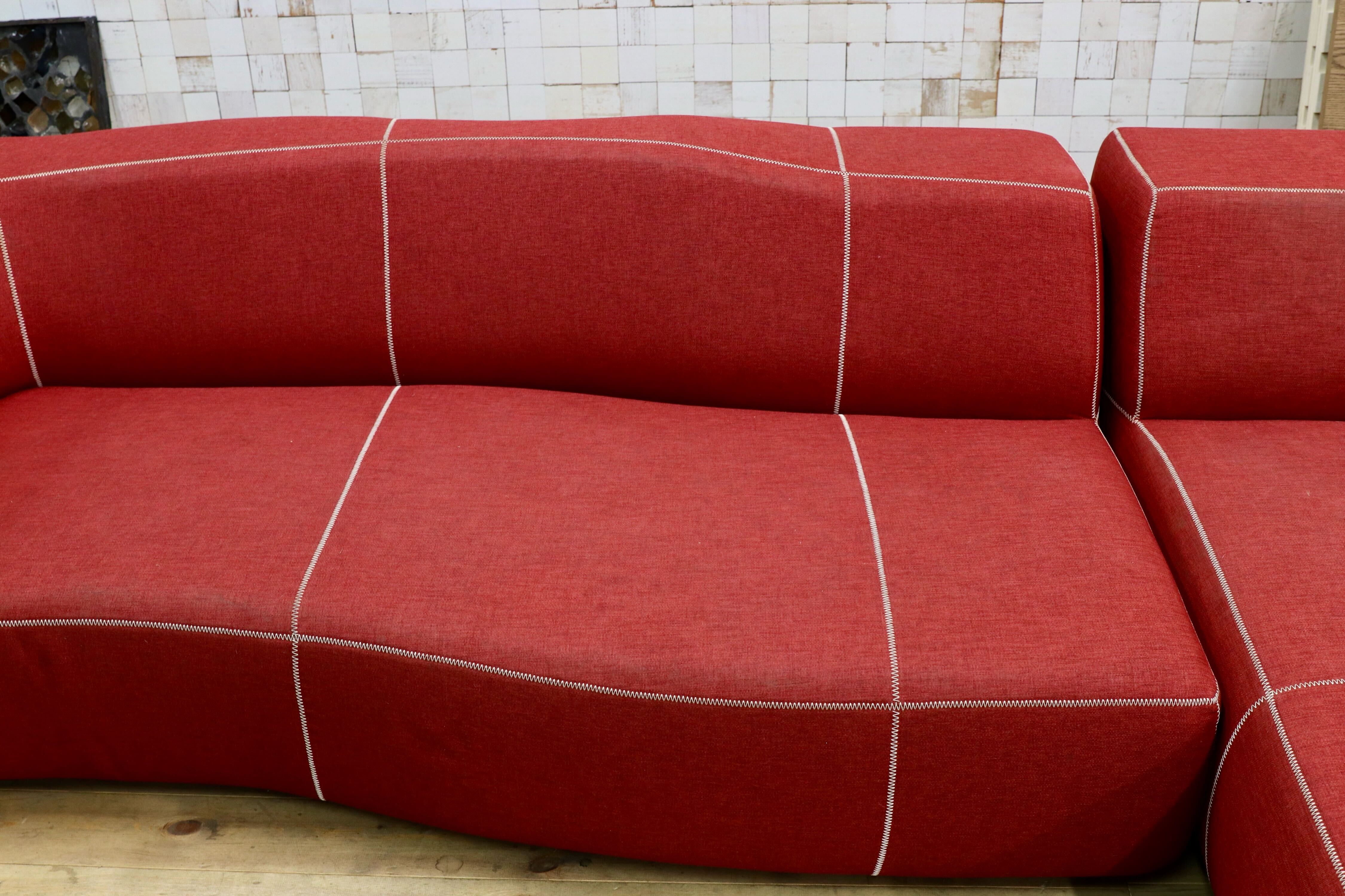 GMIO230○B&B ITALIA Bend-Sofa ベンドソファ カウチソファ レッド 約140万 イタリアモダン パトリシア・ウルキオラ コーナーソファ 最高級
