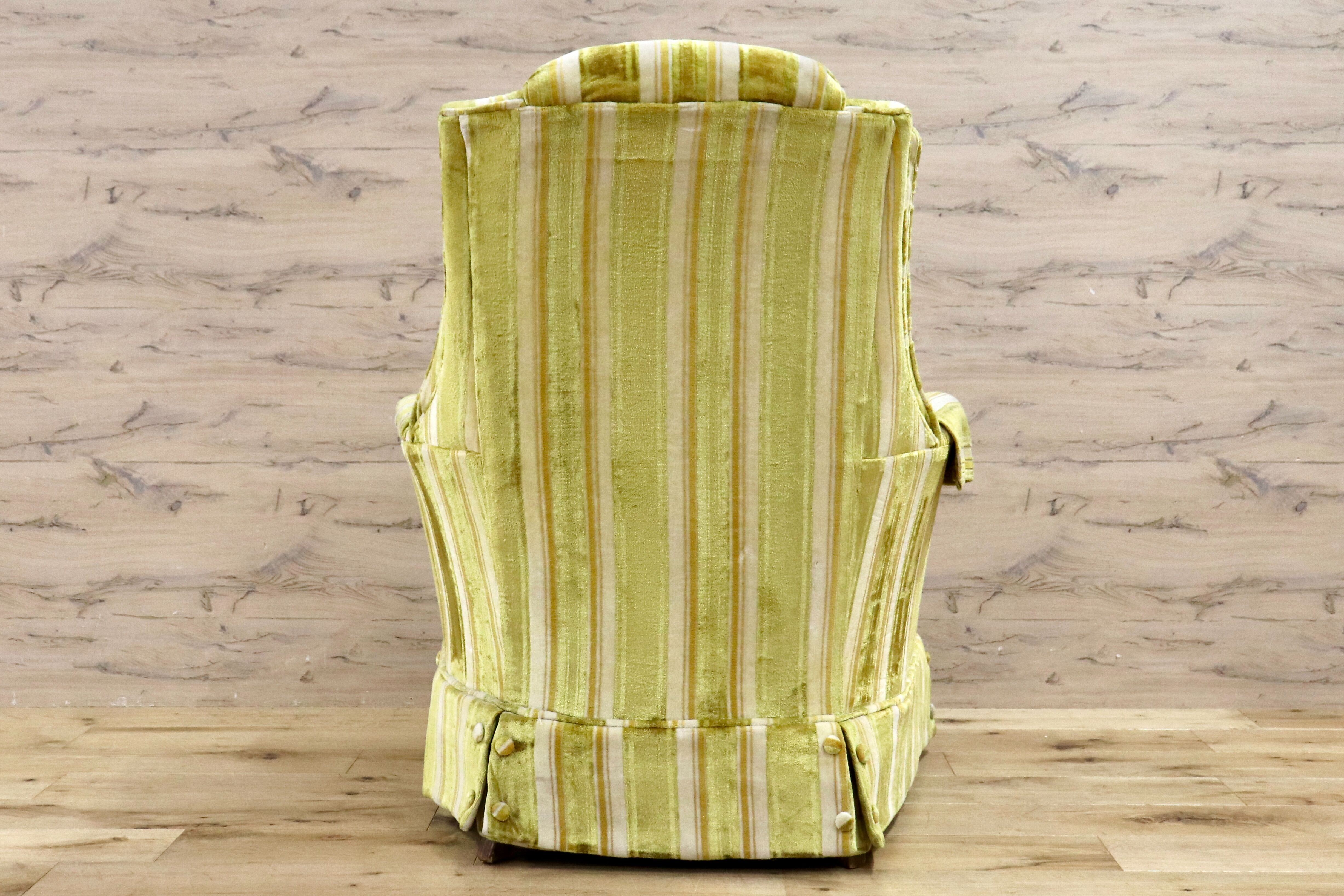 GMHK724A○BEAU CRAFT シングルソファ 1人掛けソファ ラウンジチェア ストライプ ファブリック ヴィンテージ アンティーク