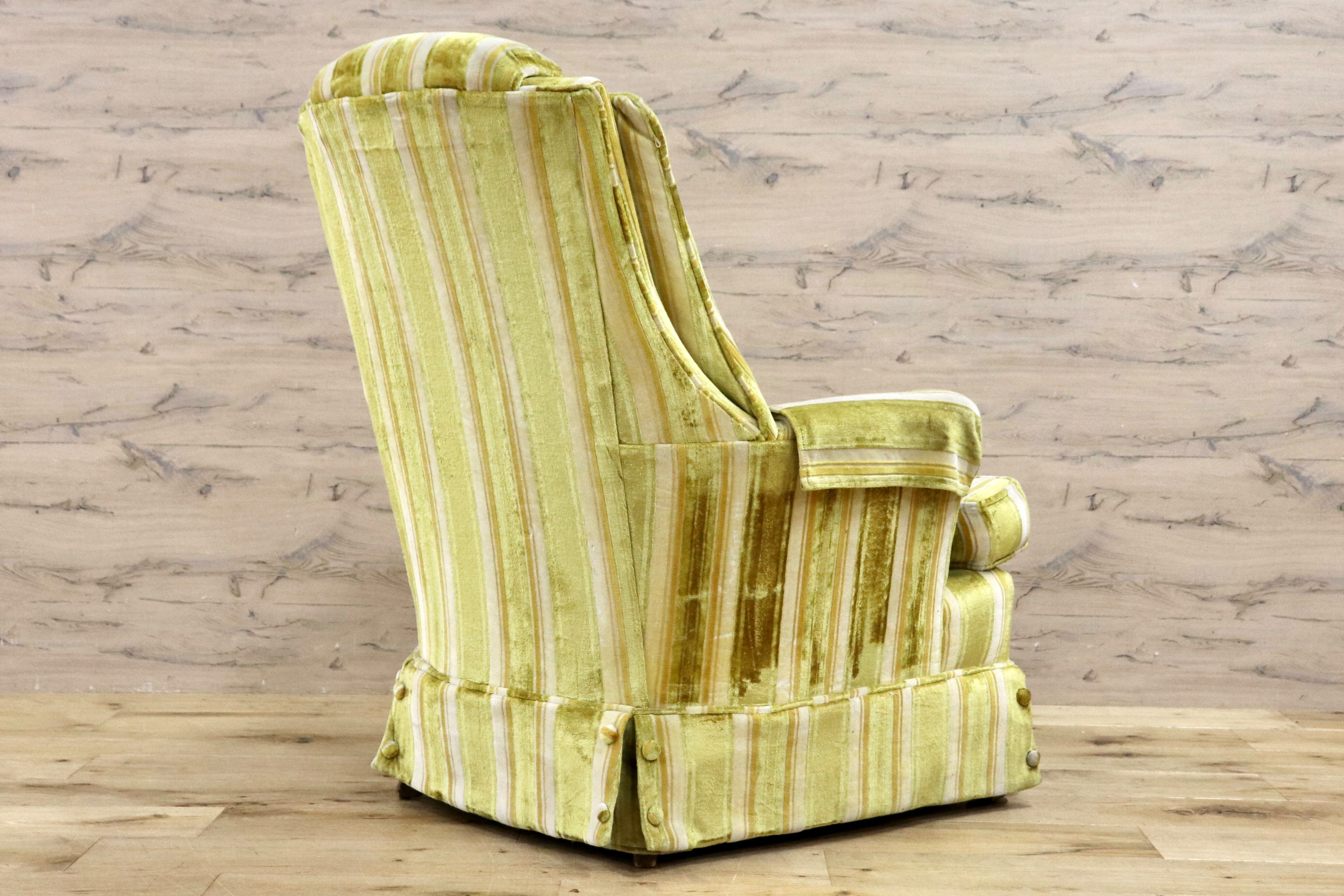 GMHK724A○BEAU CRAFT シングルソファ 1人掛けソファ ラウンジチェア ストライプ ファブリック ヴィンテージ アンティーク