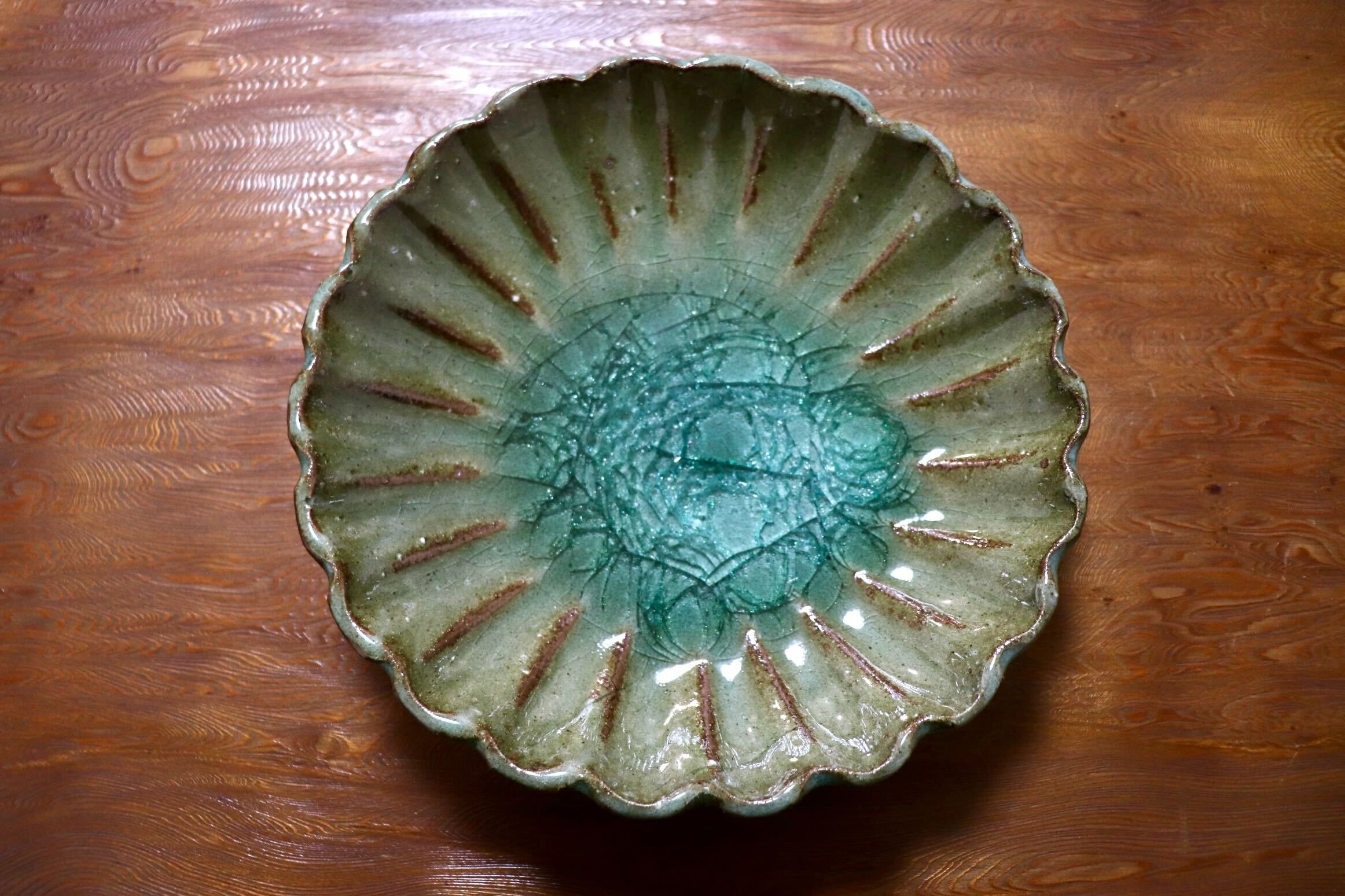 GMIO503A◯丹山窯 丹波焼 輪花鉢 陶器 丹波篠山 伝統工芸 未使用