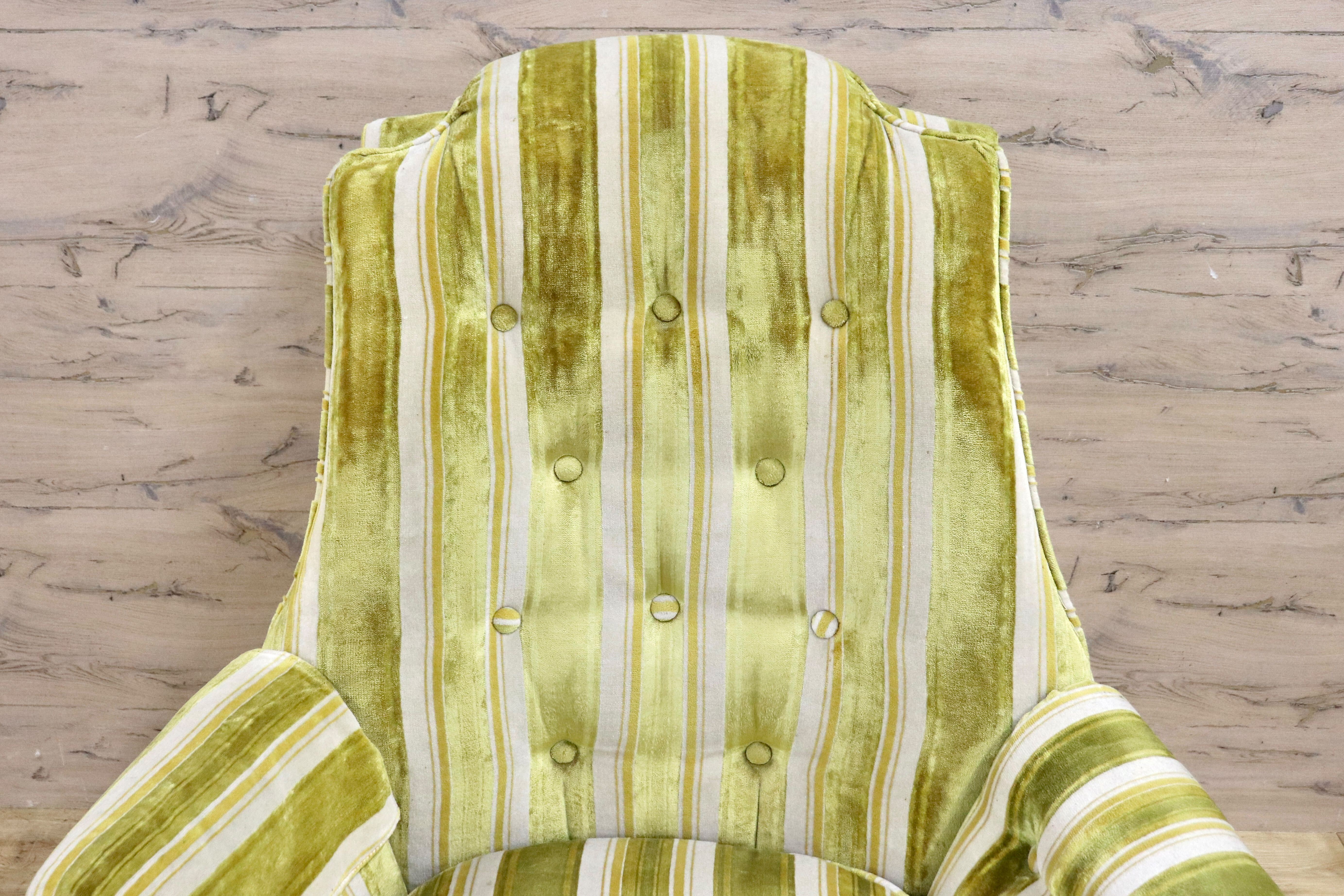 GMHK724A○BEAU CRAFT シングルソファ 1人掛けソファ ラウンジチェア ストライプ ファブリック ヴィンテージ アンティーク