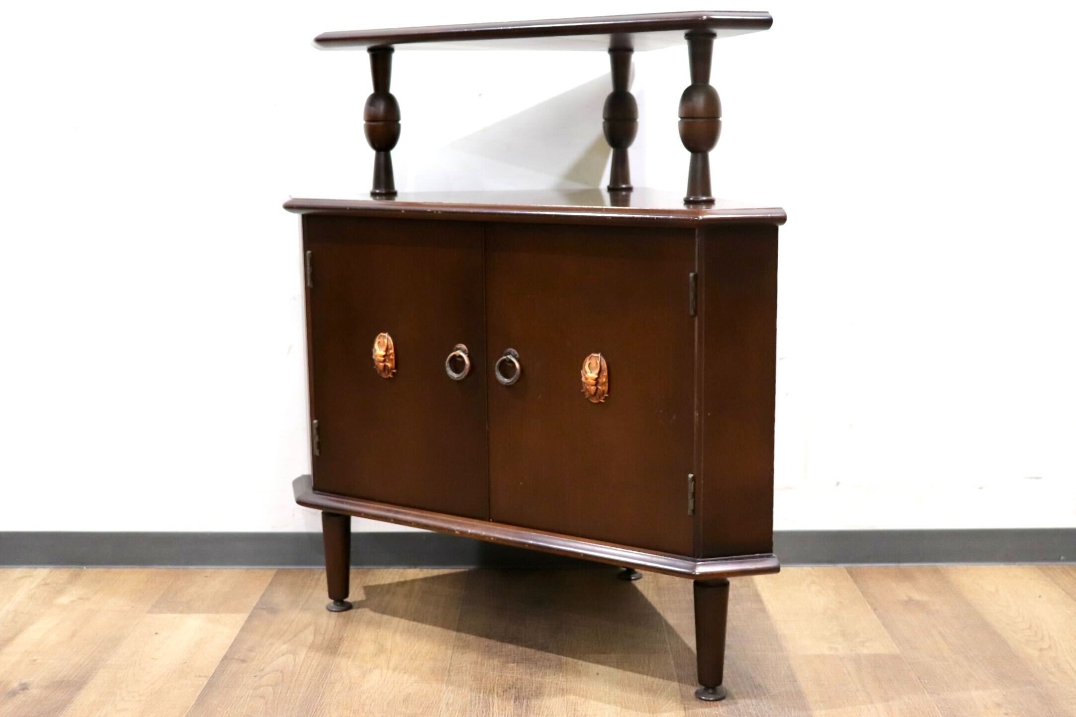 GMHH331A○森繁 / MORISHIGE コーナーキャビネット サイドキャビネット 飾り台 レトロ モダン アンティーク 電話台 収納家具