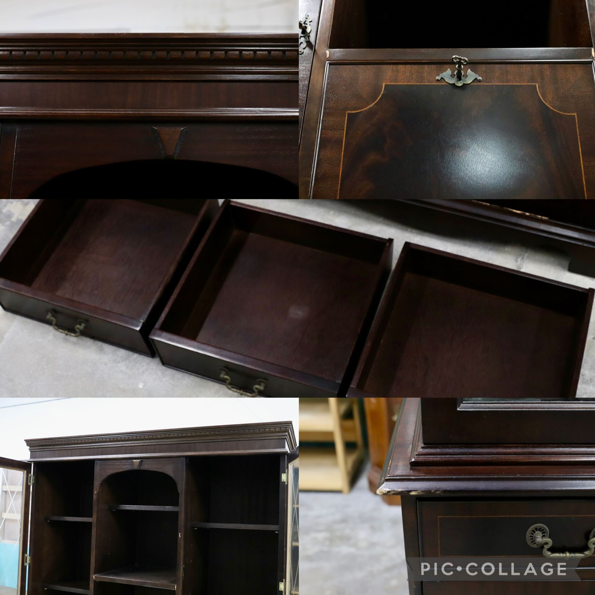 GMIS53A○西洋 イギリス アンティーク キャビネット 飾り棚 リビングボード クラシック ヴィンテージ 輸入家具 稀少