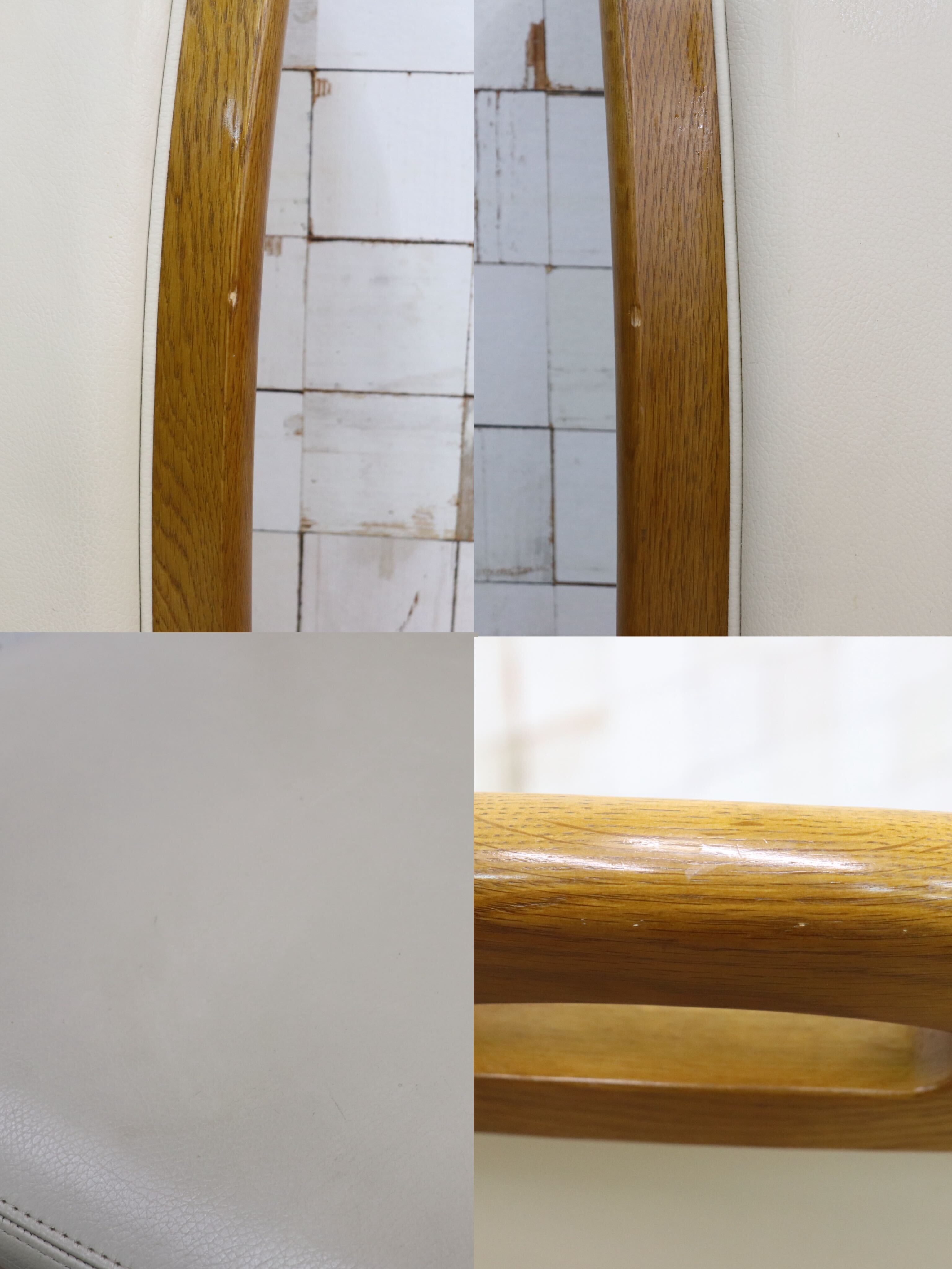 GMIS547B〇浜本工芸 / HAMAMOTO 椅子 ダイニングチェア アームレスチェア 本革 アイボリー オーク 定価約6.8万