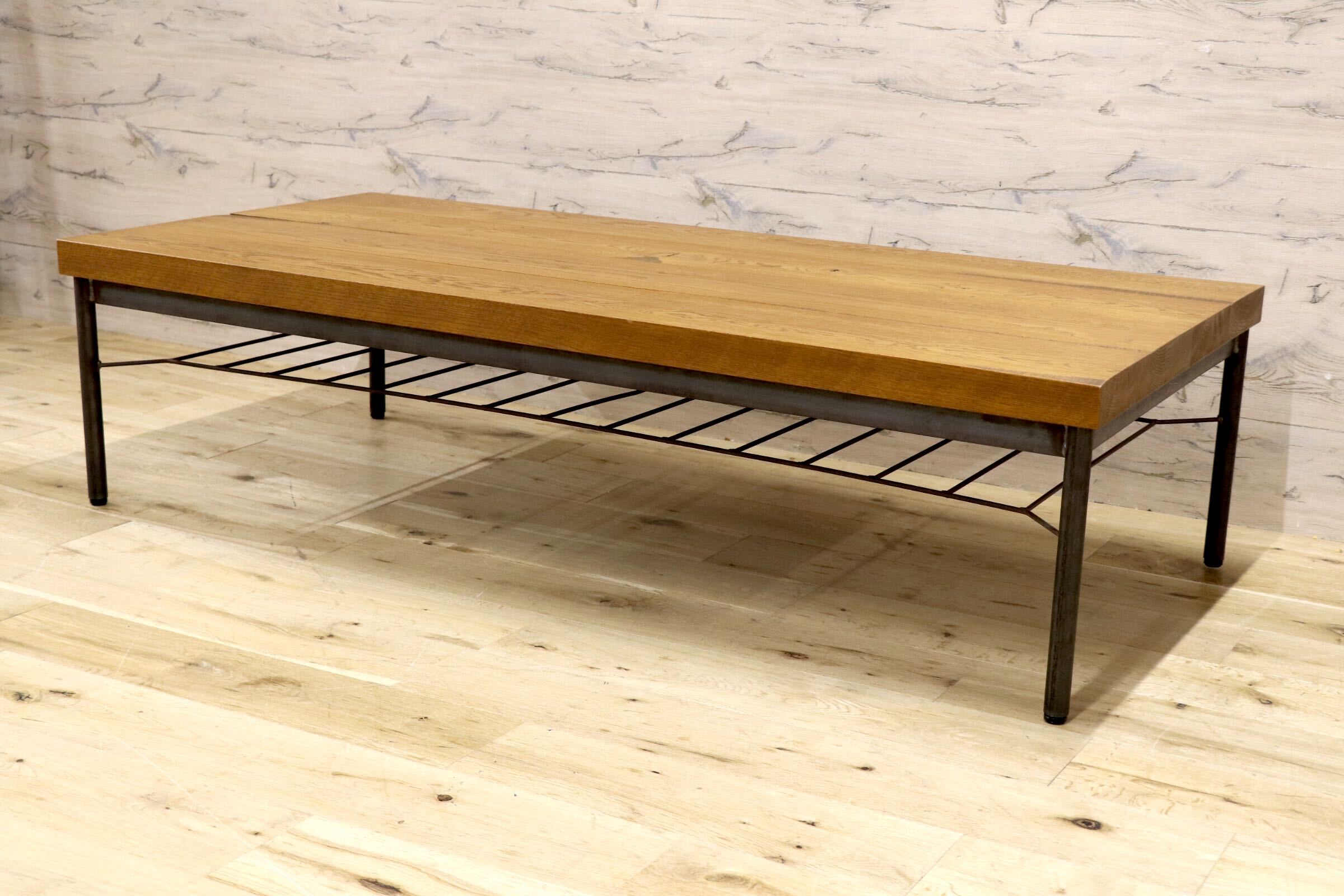 GMJH148○TRUCK FURNITURE / トラックファニチャー OAK IRON-LEG LOW TABLE オーク アイアンレッグ ローテーブル 展示品 定価約24万