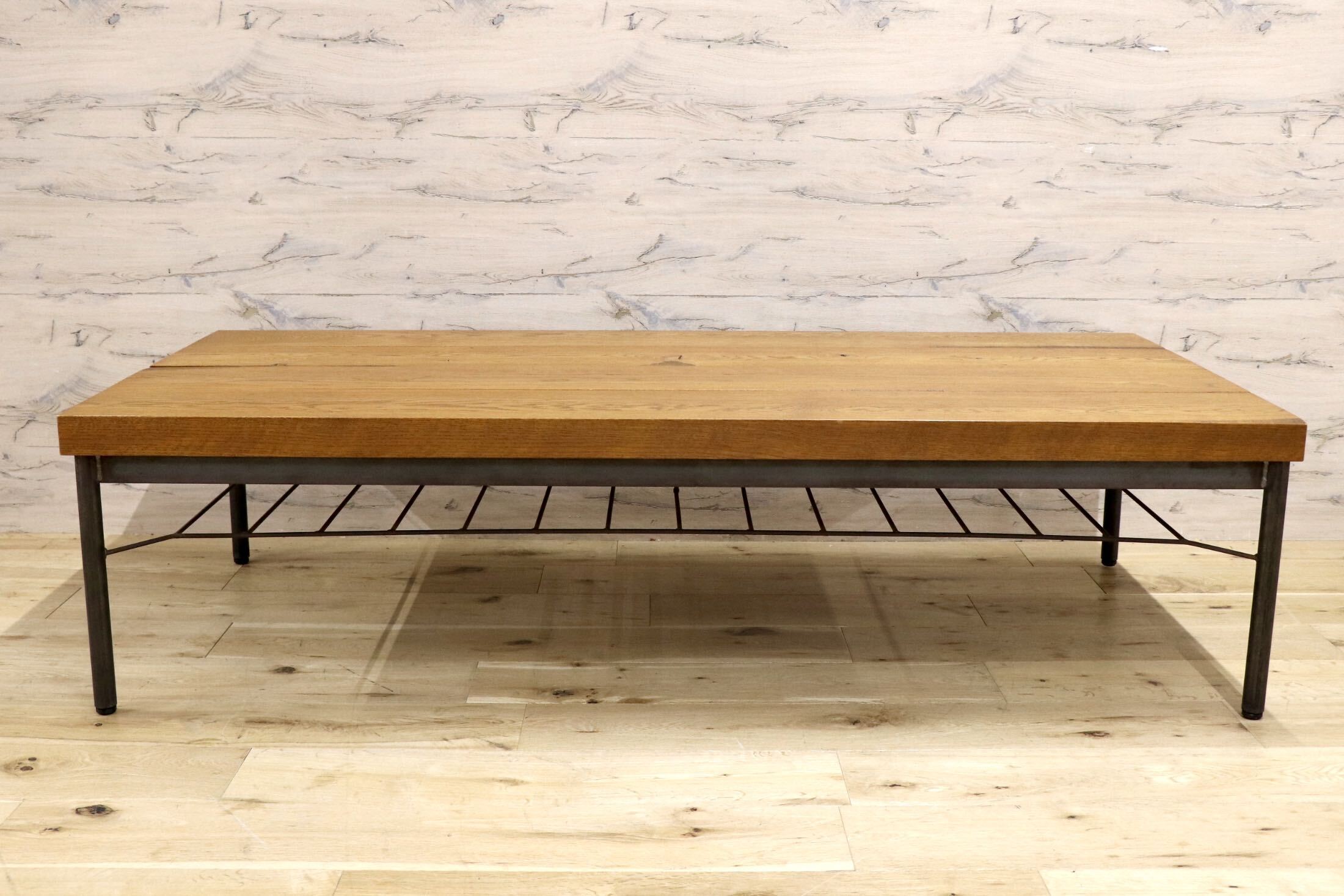 GMJH148○TRUCK FURNITURE / トラックファニチャー OAK IRON-LEG LOW TABLE オーク アイアンレッグ ローテーブル 展示品 定価約24万