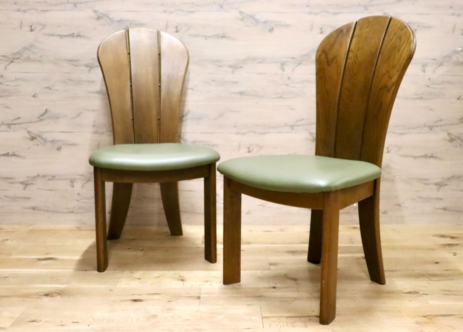 GMHS200A○浜本工芸 / HAMAMOTO ダイニングチェア 食卓椅子 合皮 楢材 無垢 2脚セット モダン